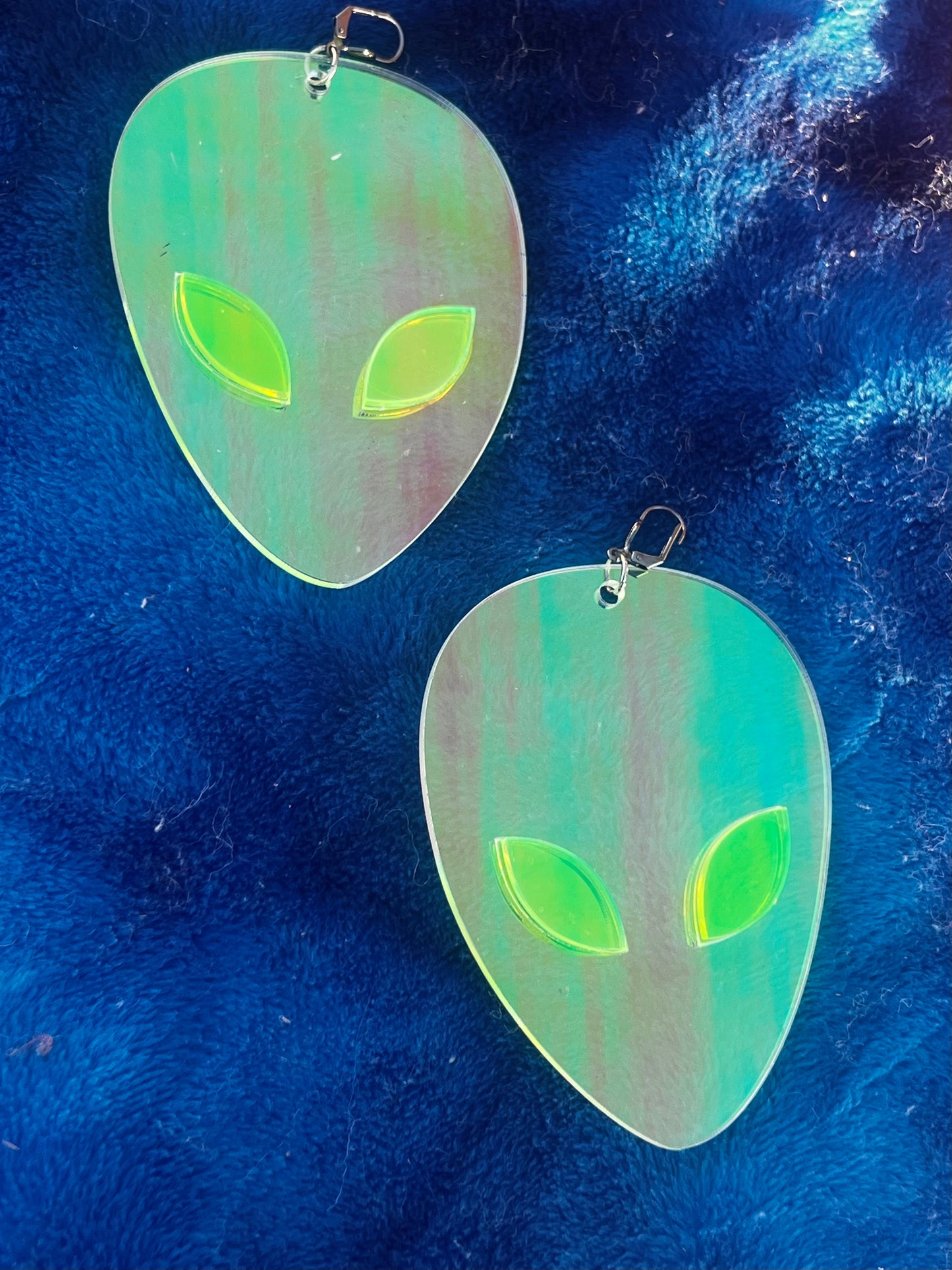 Neon Holographic Alien Earrings