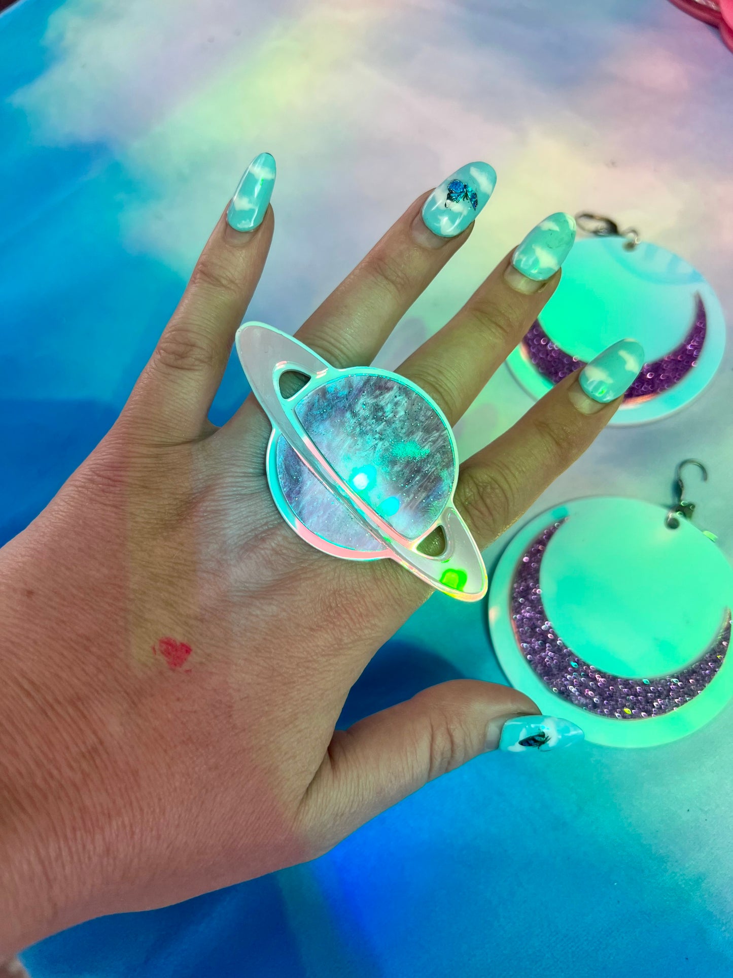 Saturn holographic purple Ring