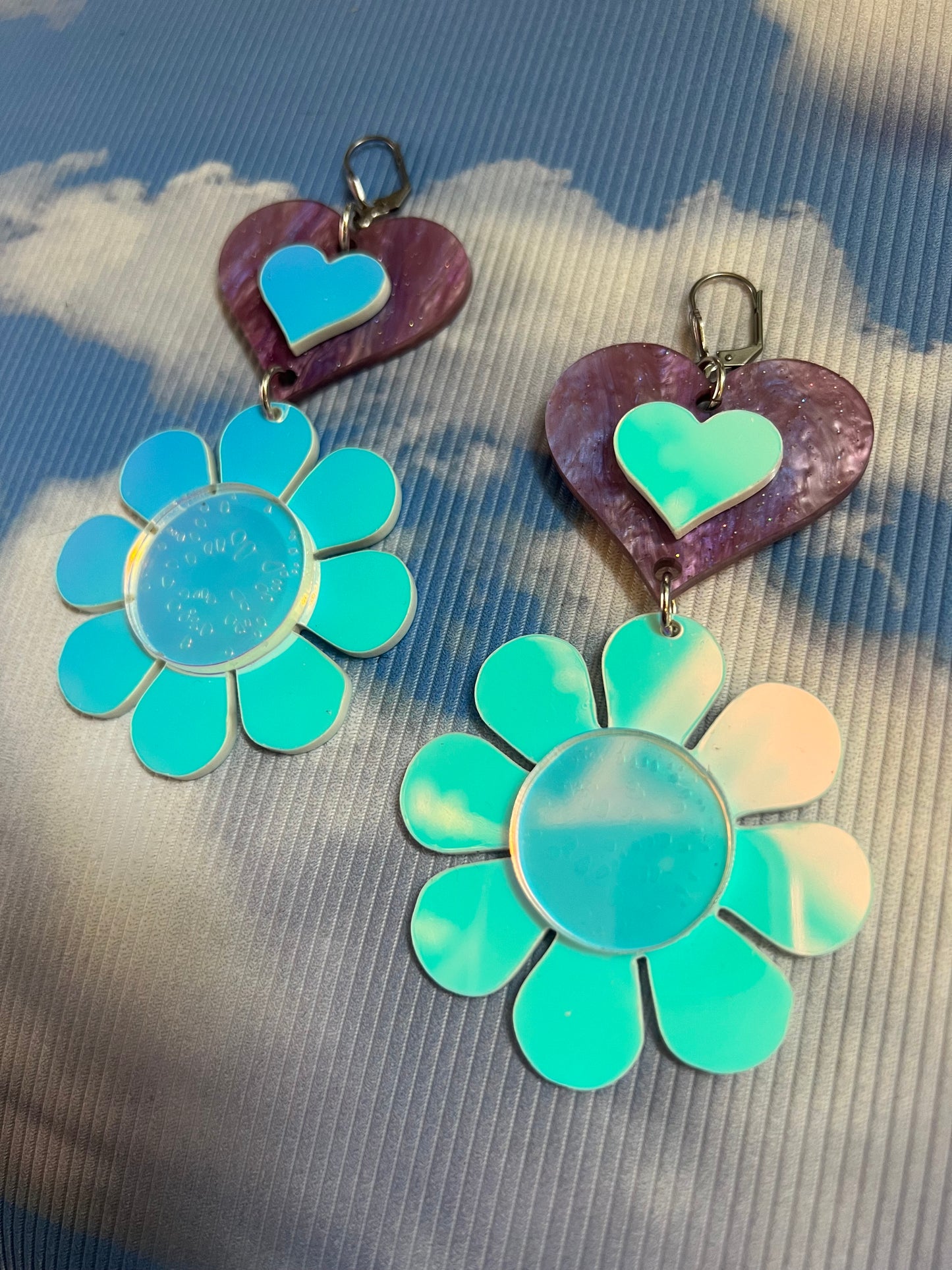 Flower love drip Earrings (one of a kind)