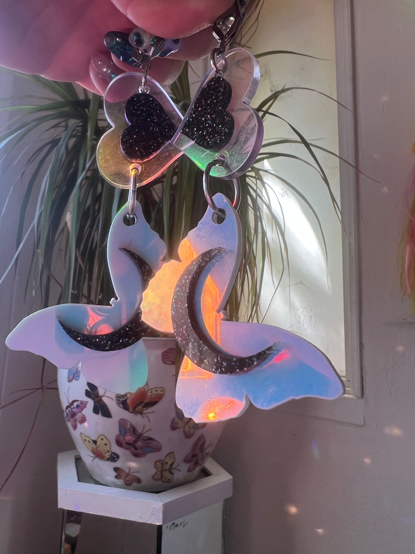 Luna Butterfly love drip Earrings (one of a kind)