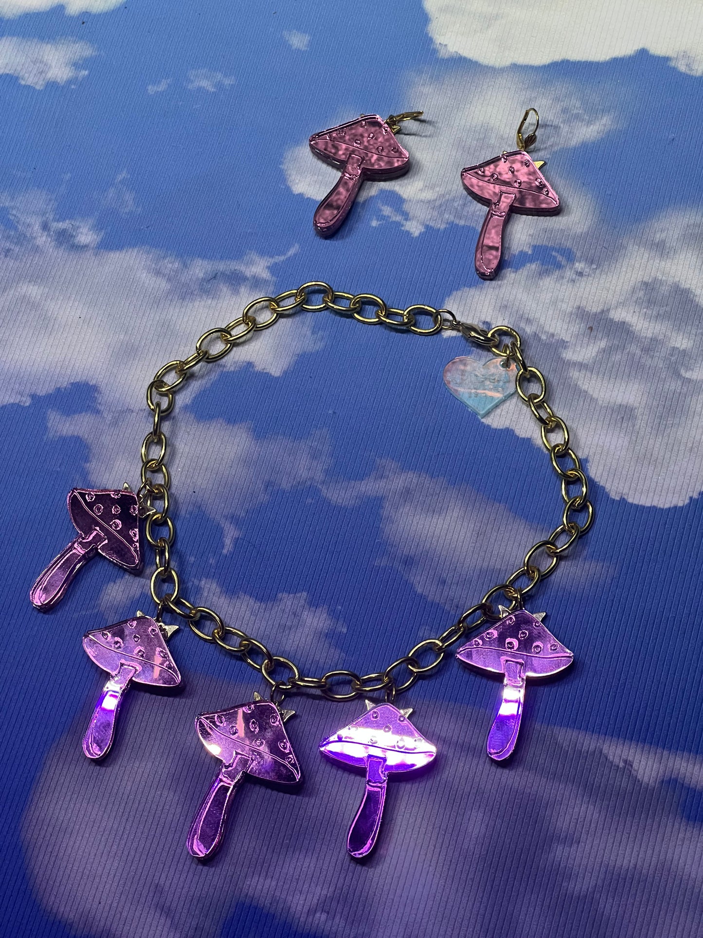 Mushroom necklace & earring set πβπ«πΈ (ready to ship)