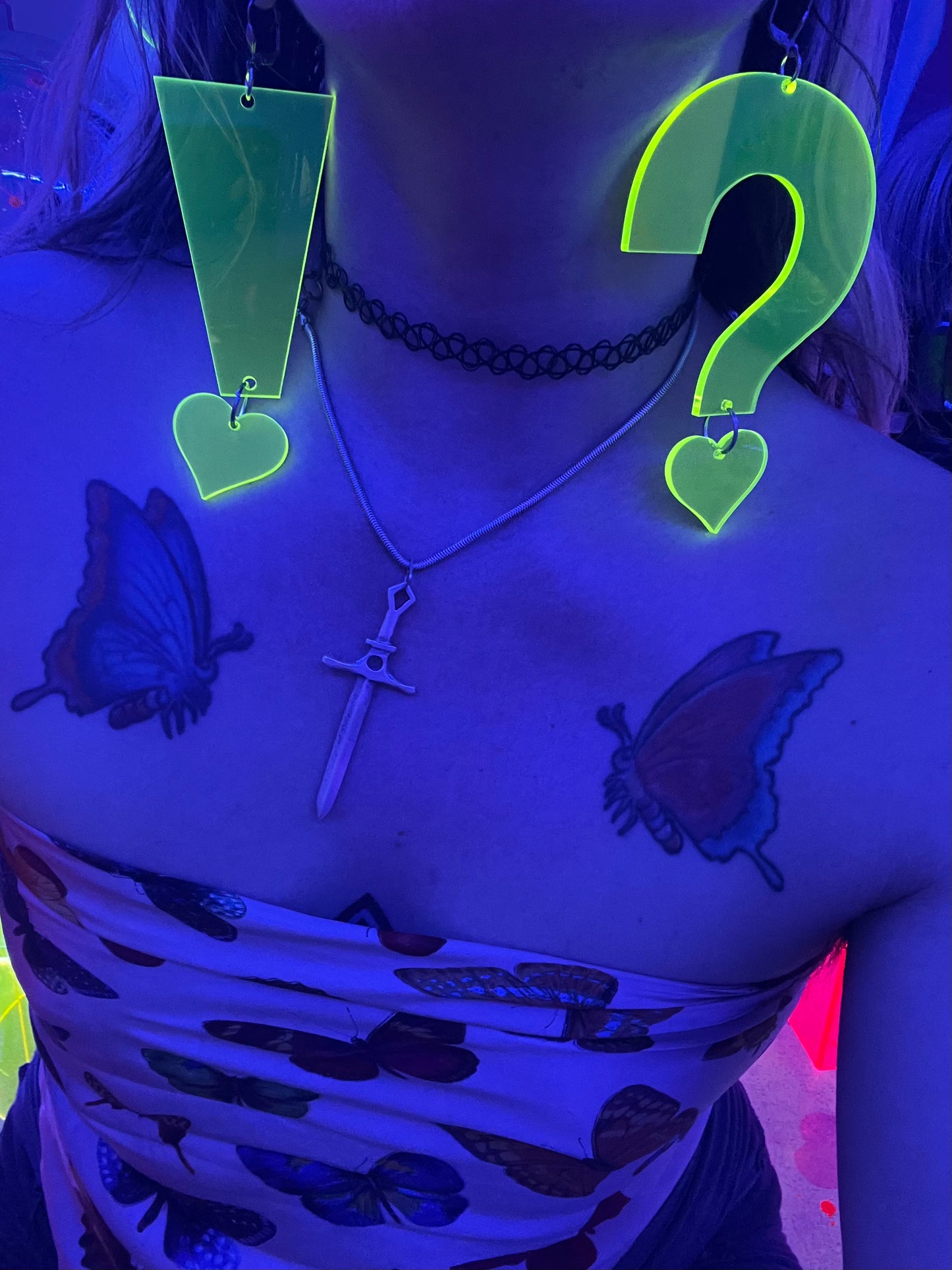 ?! neon green Earrings