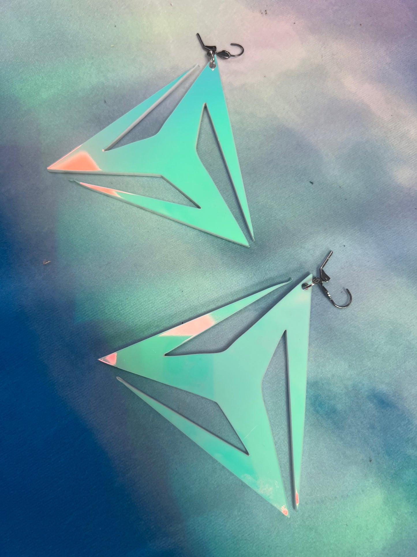 Holographic Triskelion Earrings