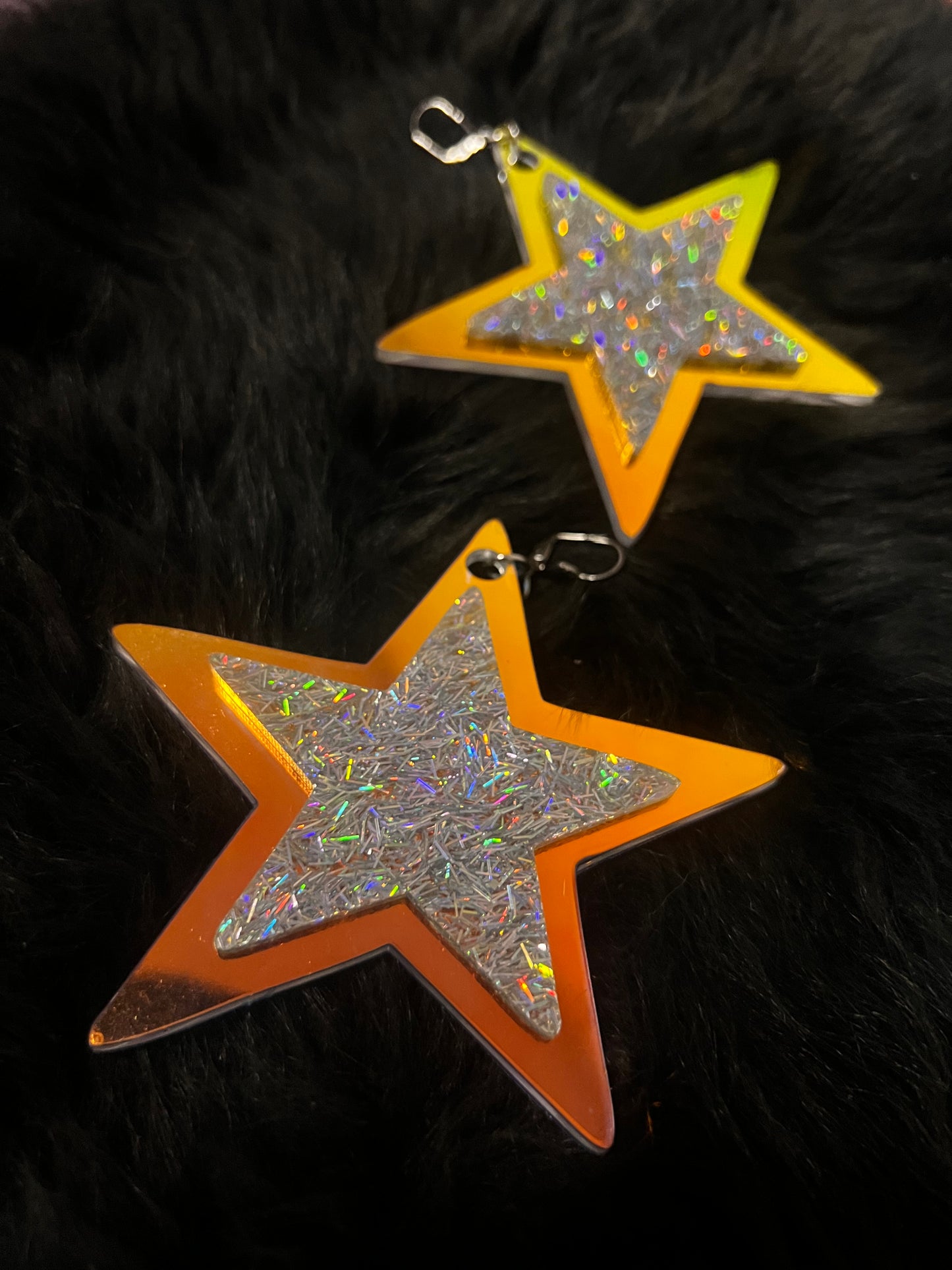 Holographic Sparkle Star Earrings