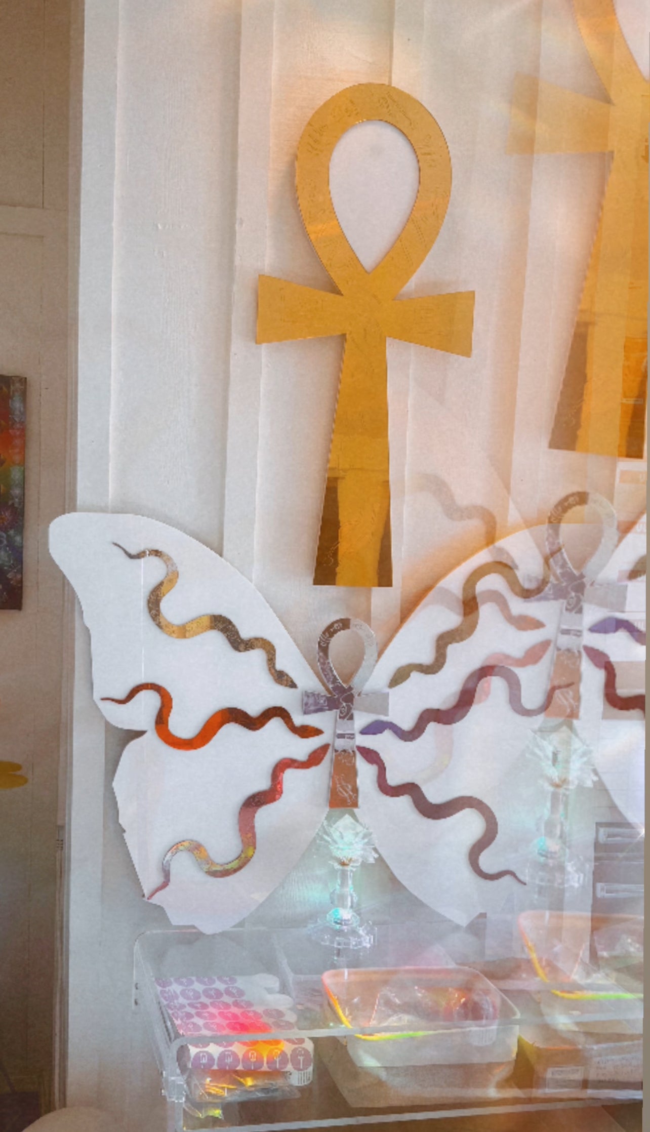 Golden goddess wall ankh mirror 4ft