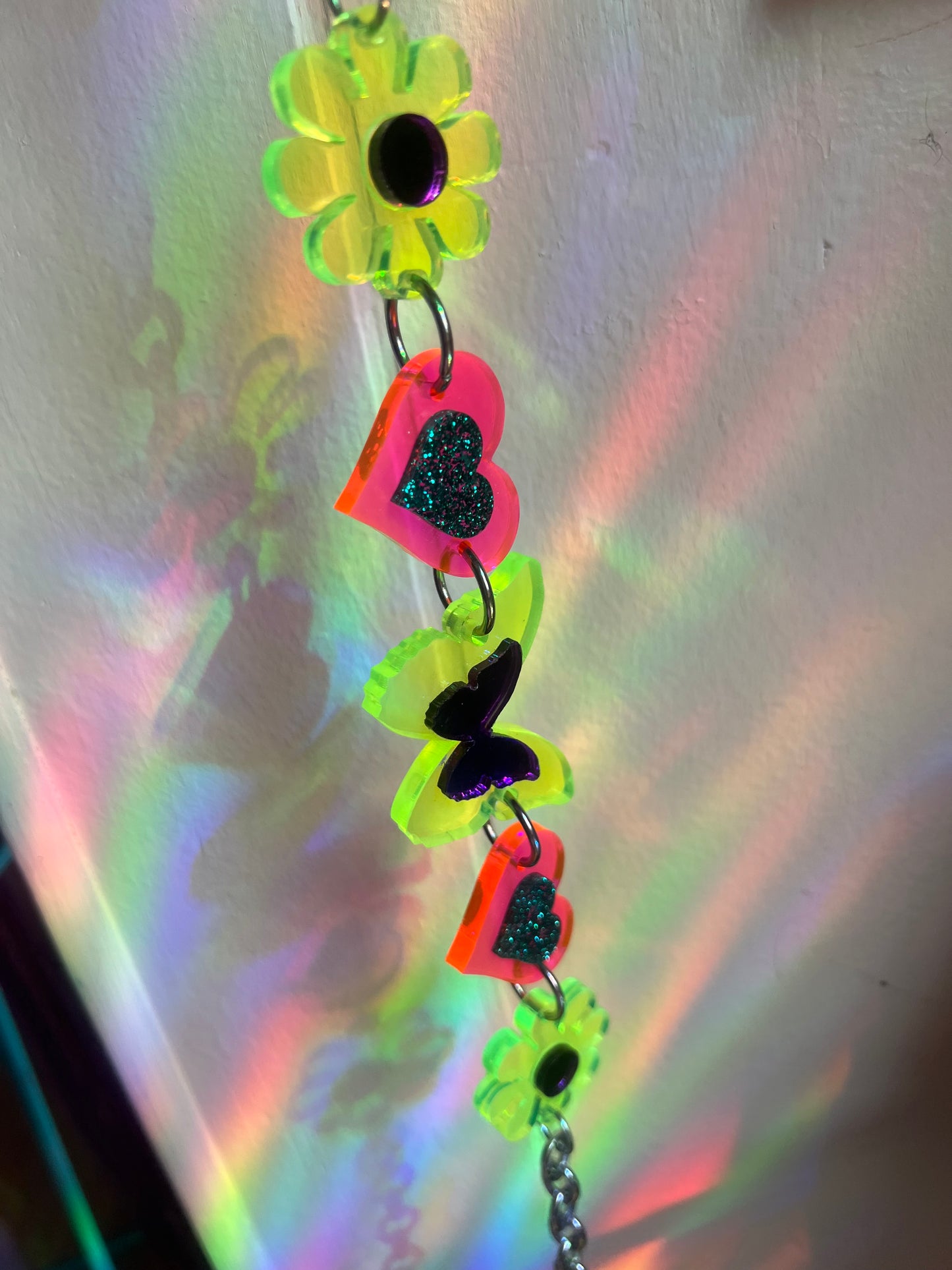 Butterfly multi Neon Flower Choker