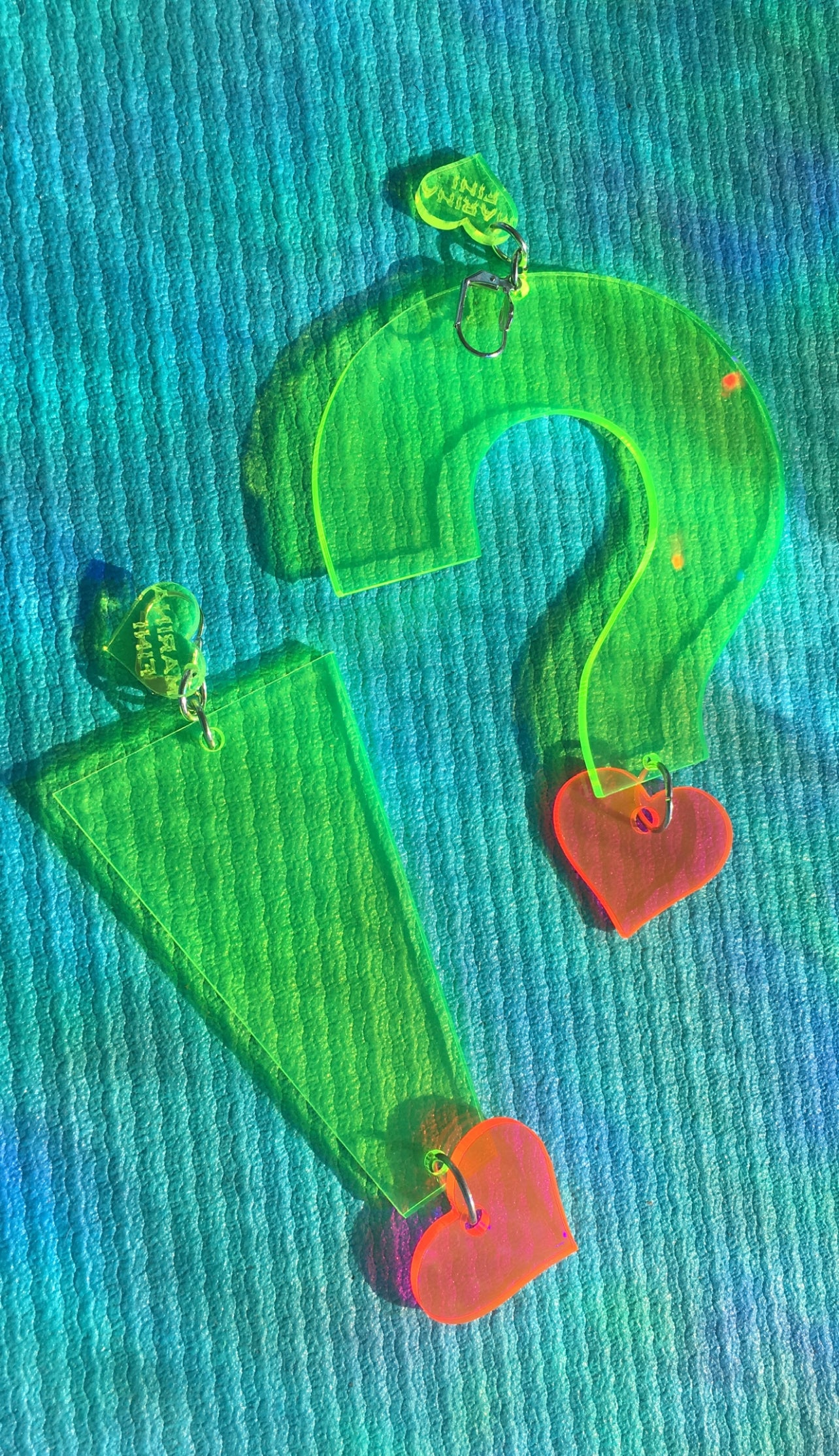 ?! Question everything neon green Earrings