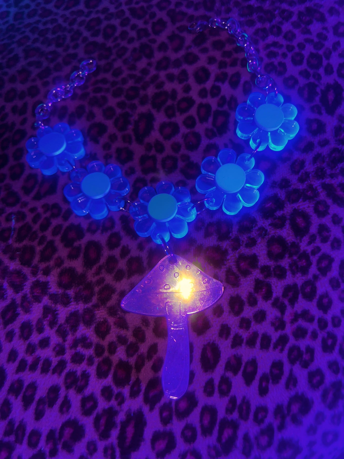 Neon Blue dreams Galactic Mushroom Drip choker