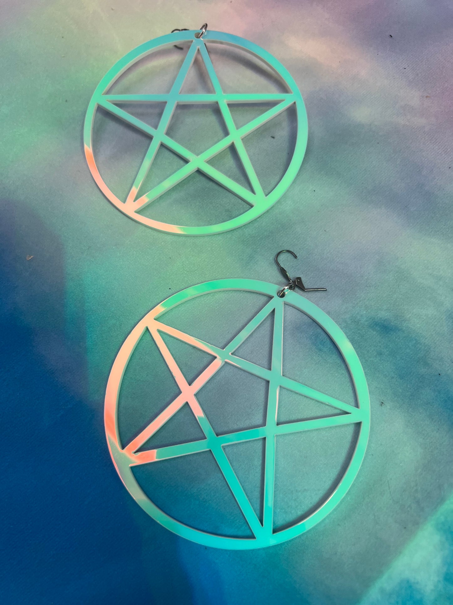 Blue dreams Holographic pentacle Earrings