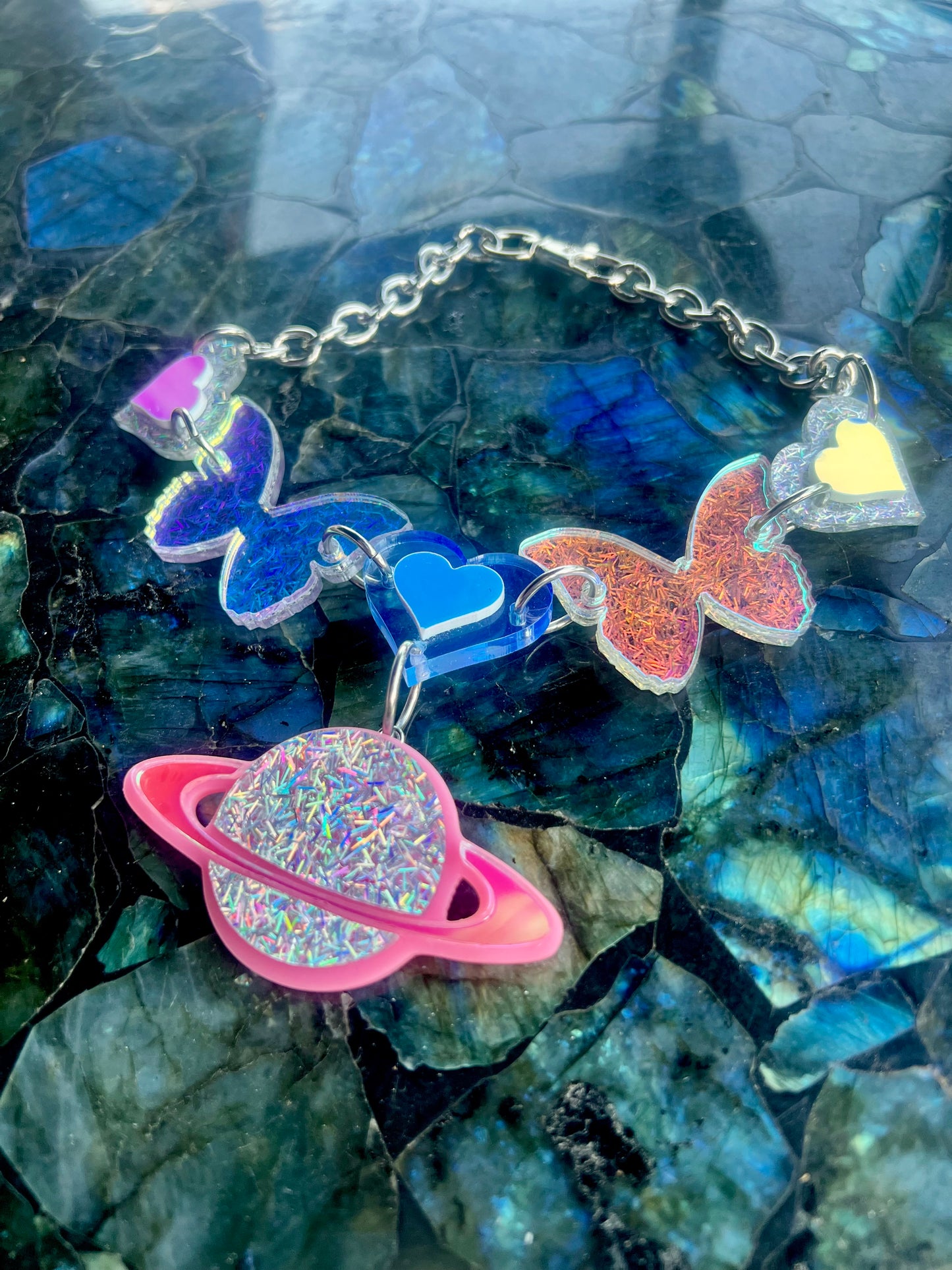 Bb Butterfly Heart Love Saturn Drip choker 🩷🛸🩷 one of a kind