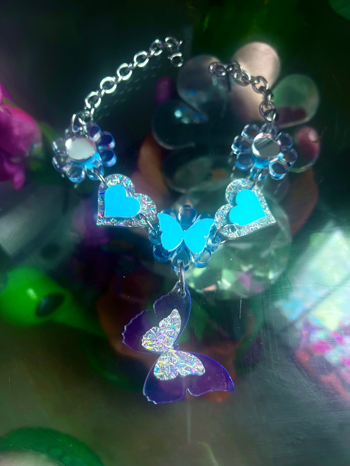 Icy butterfly drip collar 🦋 choker (uv reactive & double sided)