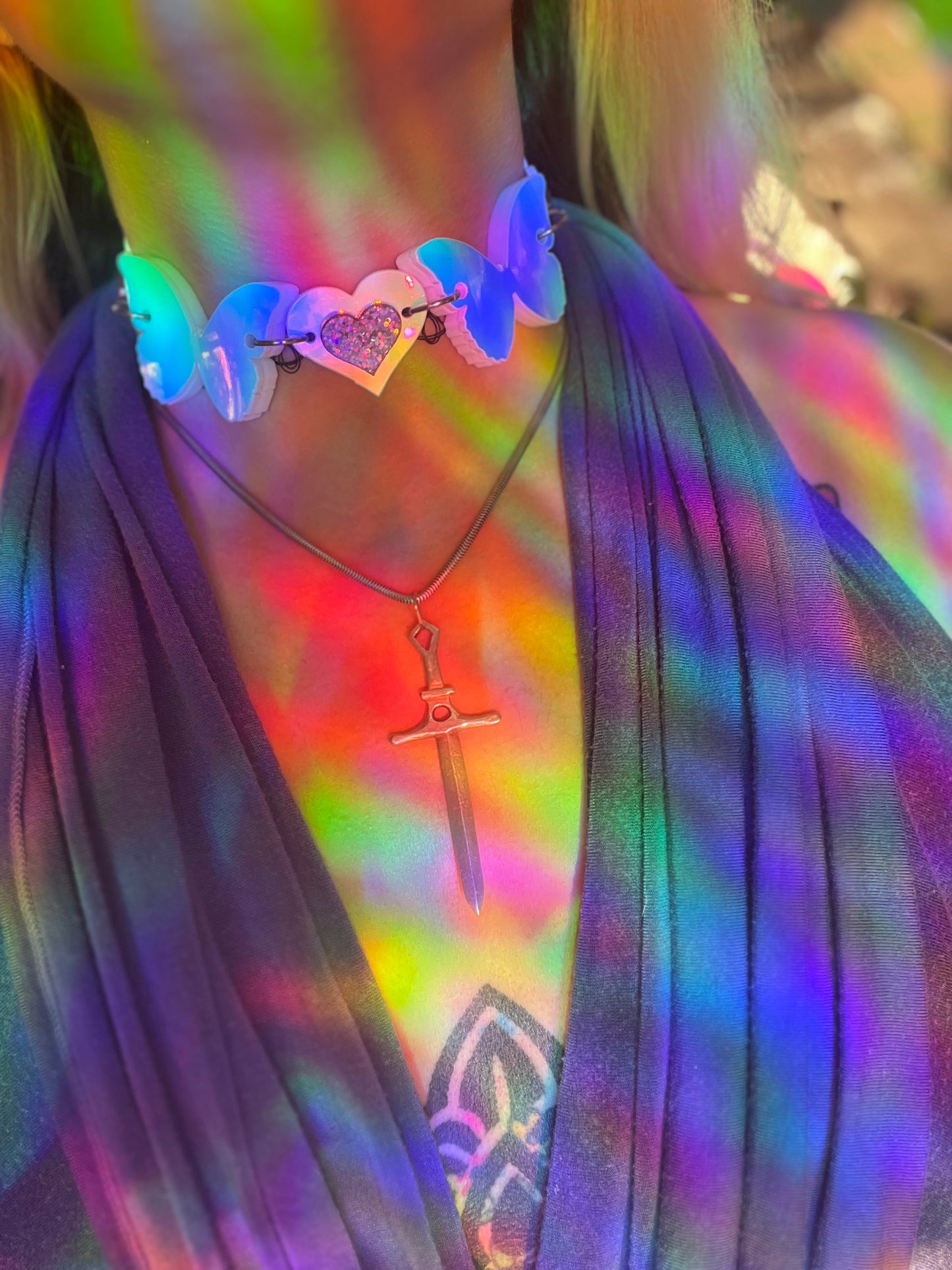 Holographic goddess Butterfly Choker 🦋🩷🪽