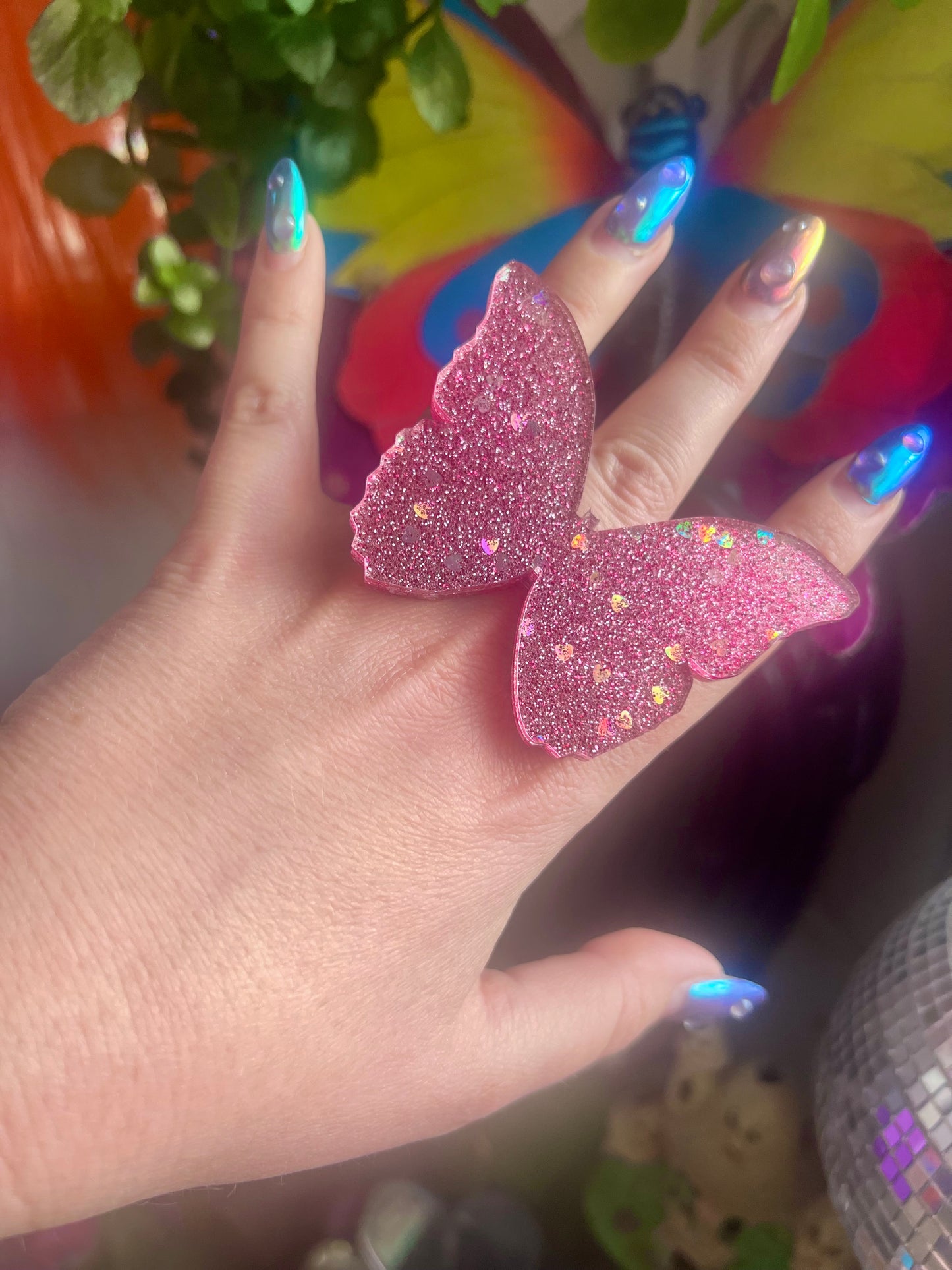 Glitter Barbie 🩷🦋🩷 Butterfly Ring