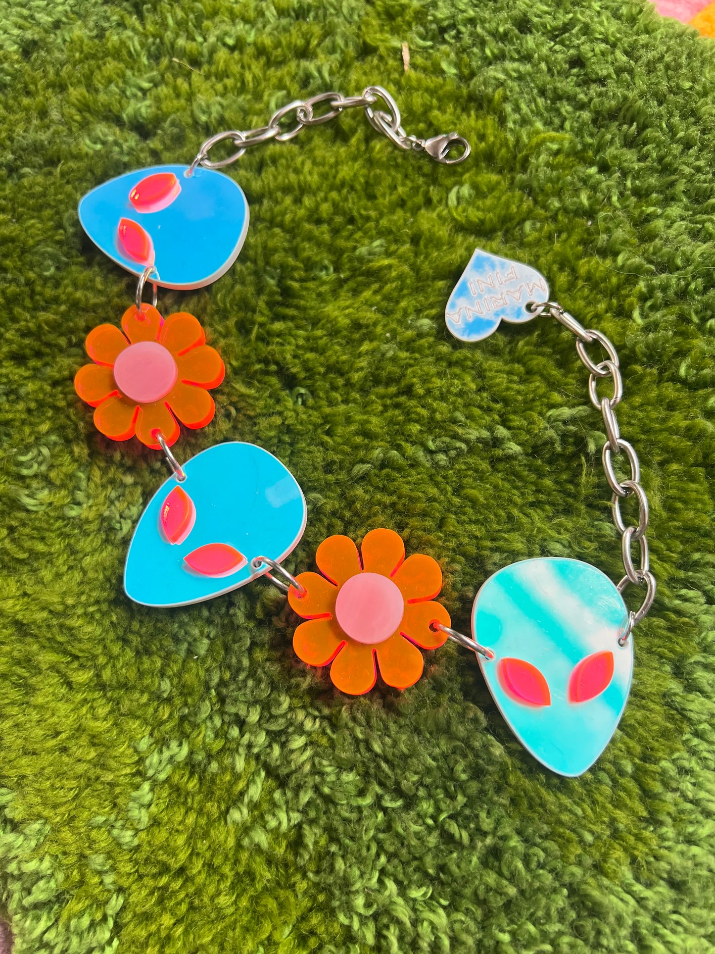 Neon Pink Alienatrix Flower Power Choker 👽🌸👽🌸👽