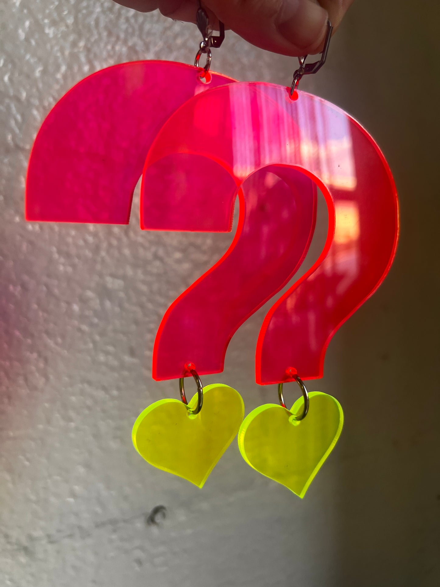 ?? Question everything neon pink Earrings