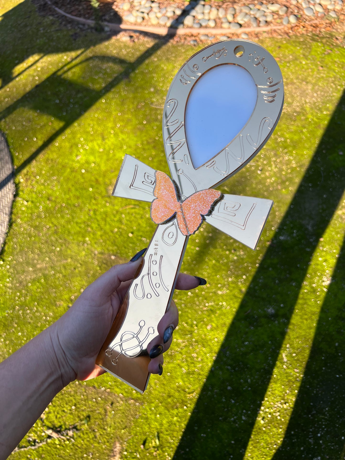 BB Golden goddess wall ankh butterfly mirror