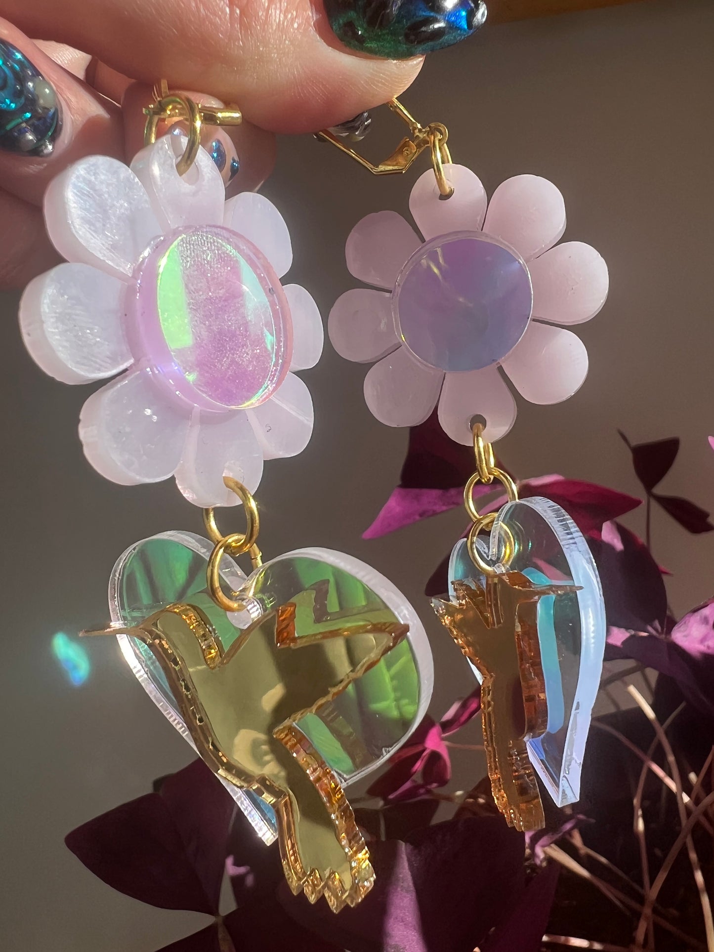 Loving Hummingbird Earrings (one of a kind) 💜