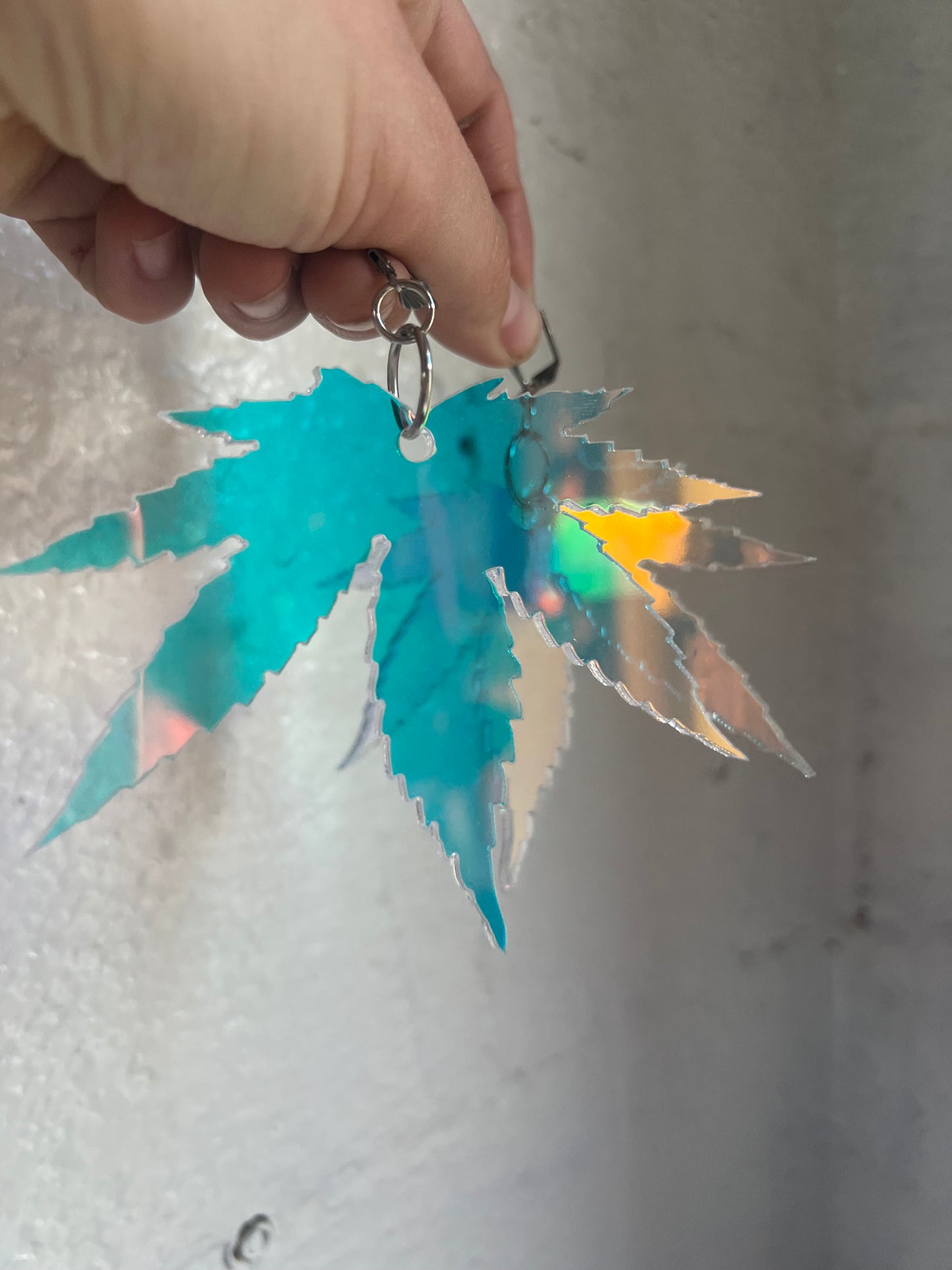 Holographic weed Leaf Earrings
