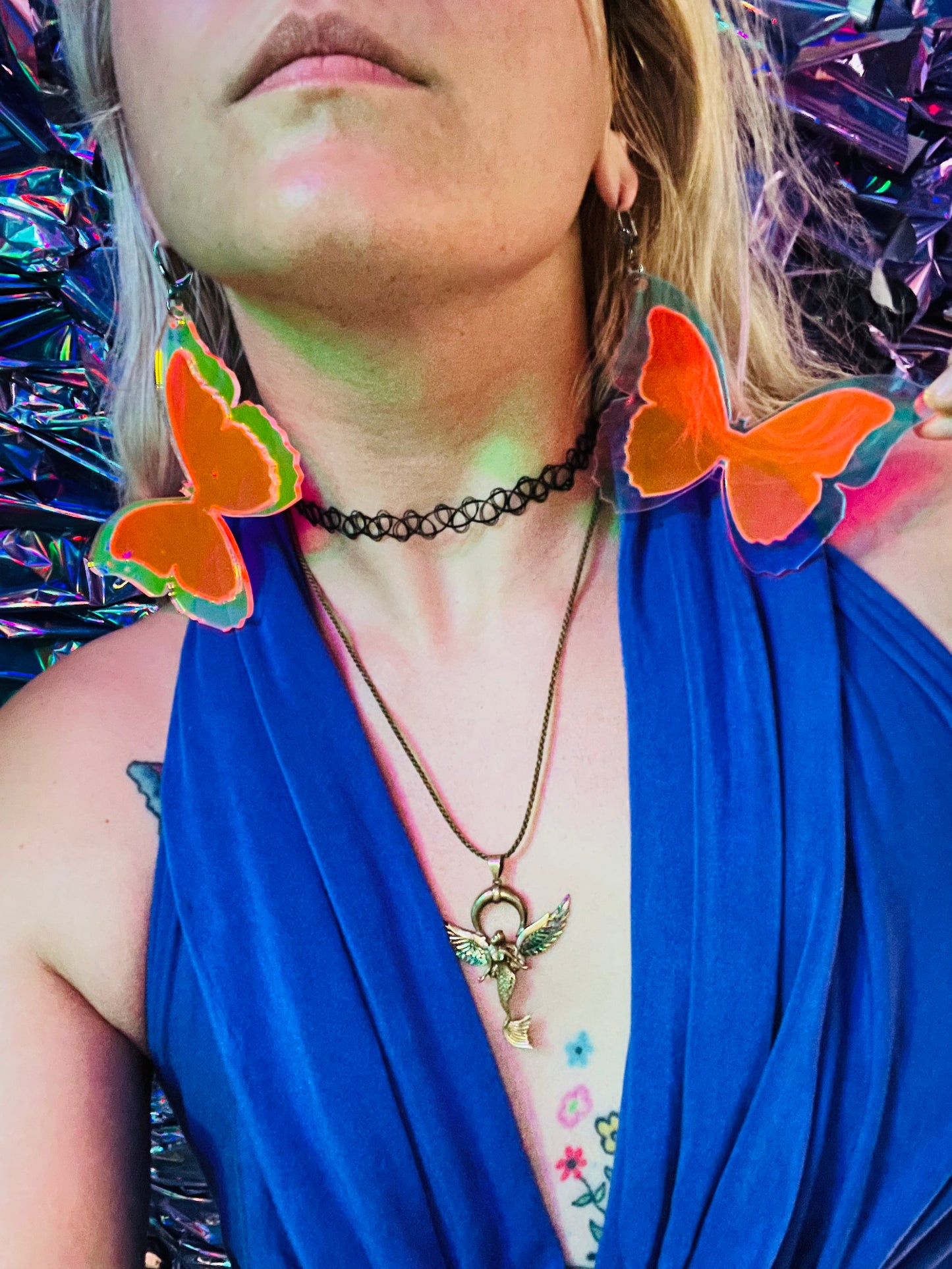 Neon pink holographic Butterfly dreams Earrings