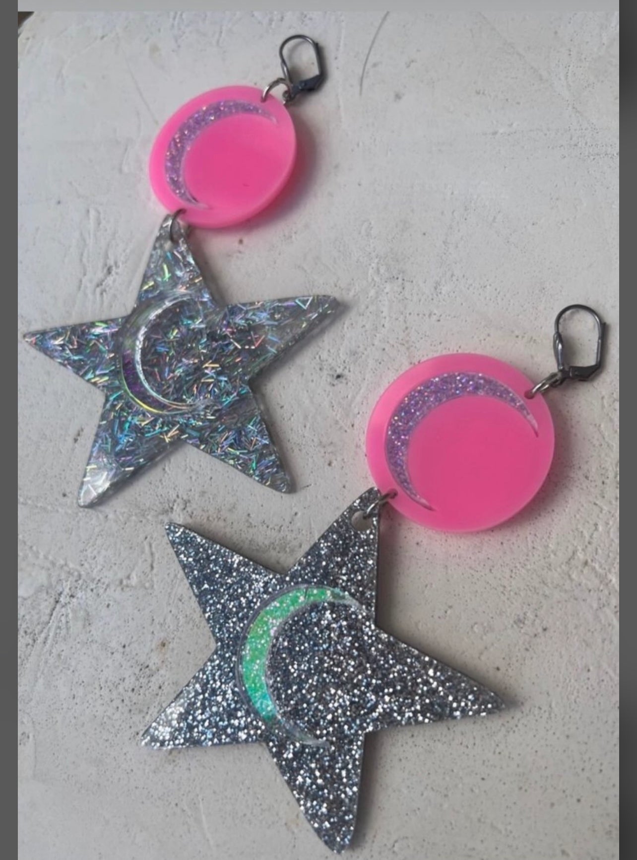 Pastel goth Moon Star Earrings