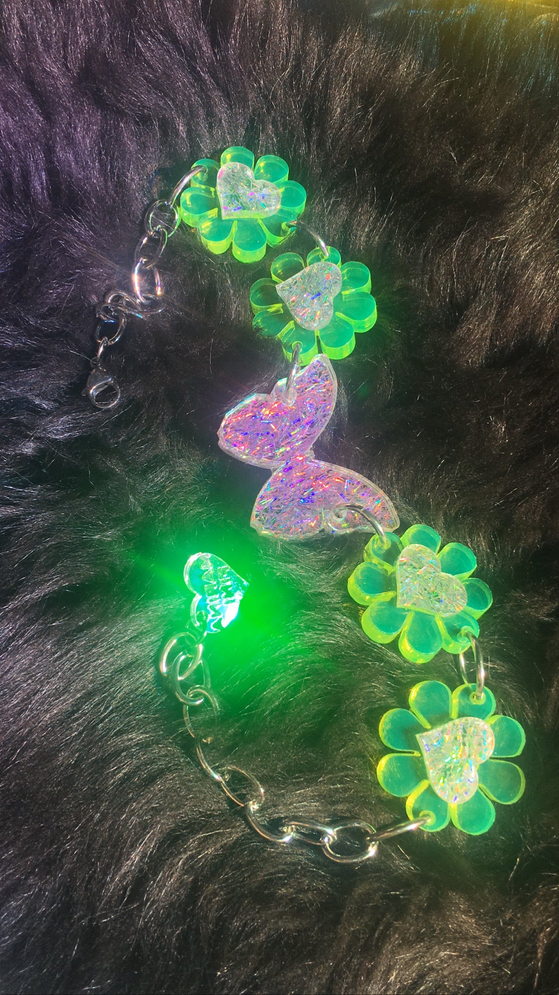 Butterfly Heart Neon Flower Choker