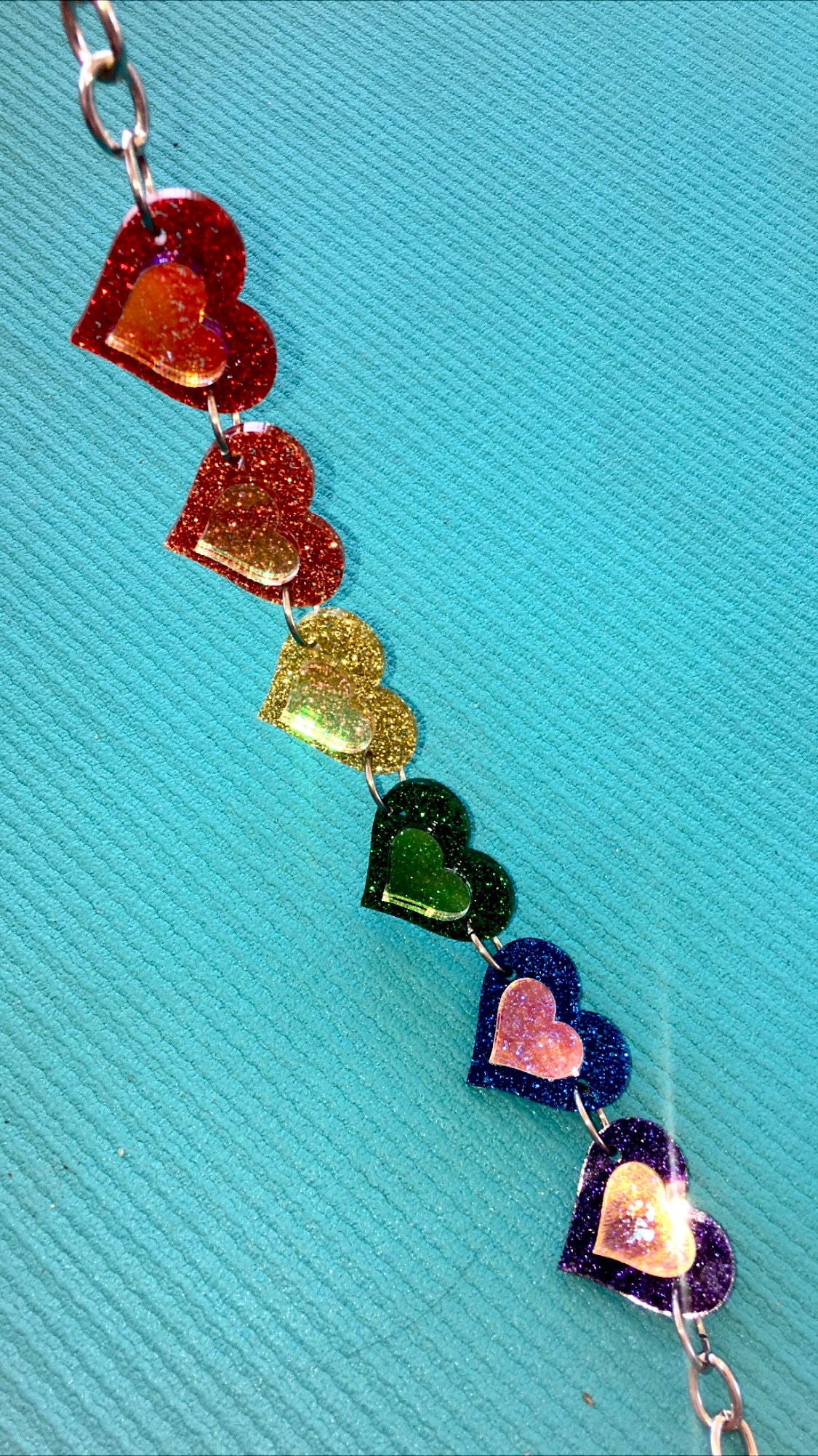 Rainbow Glitter Heart Love Choker