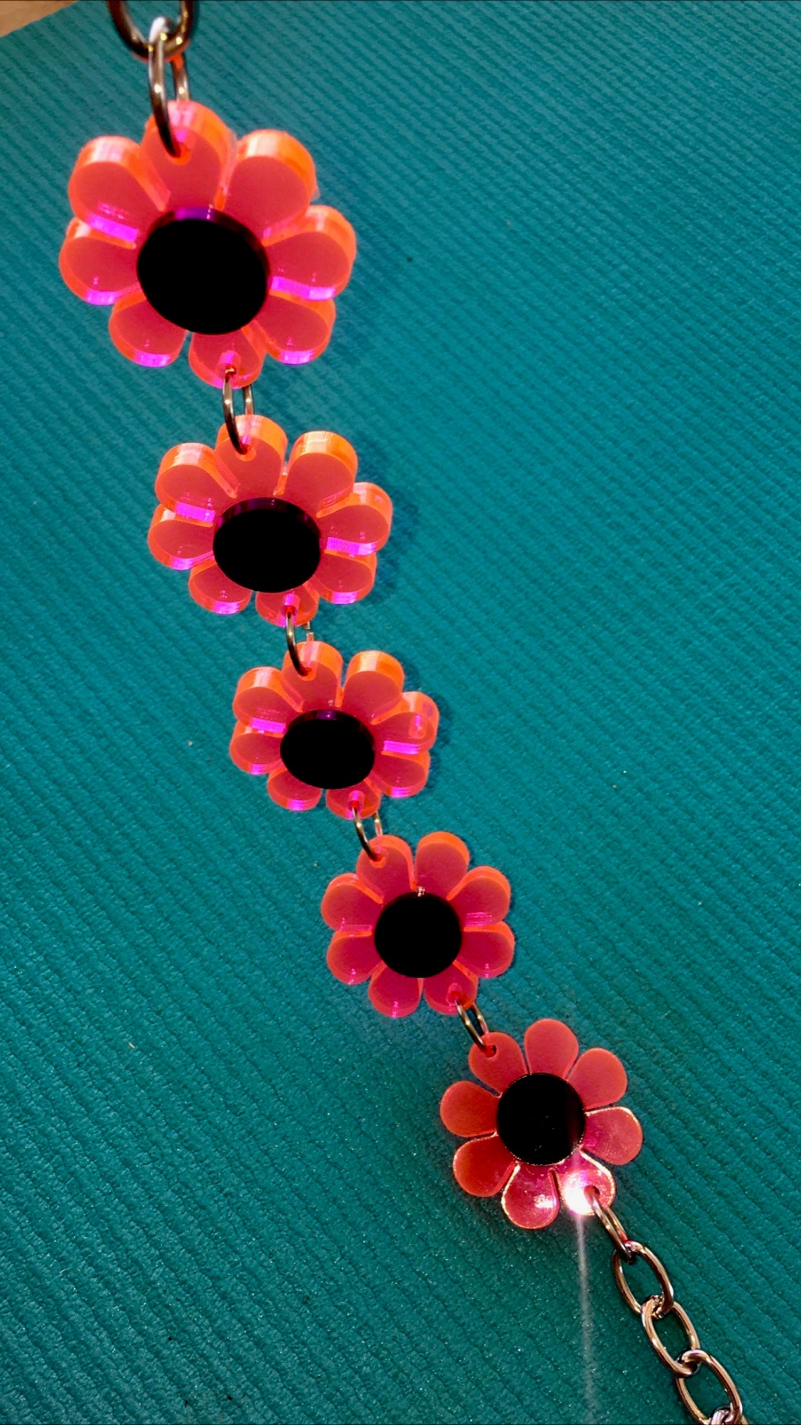 Neon Pink And Black Flower Power Choker