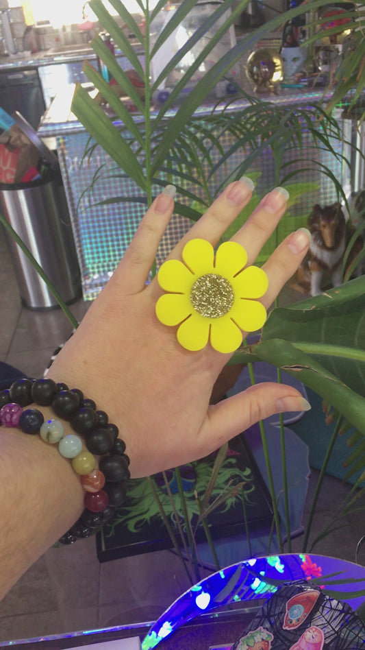 Yellow Flower Power Ring