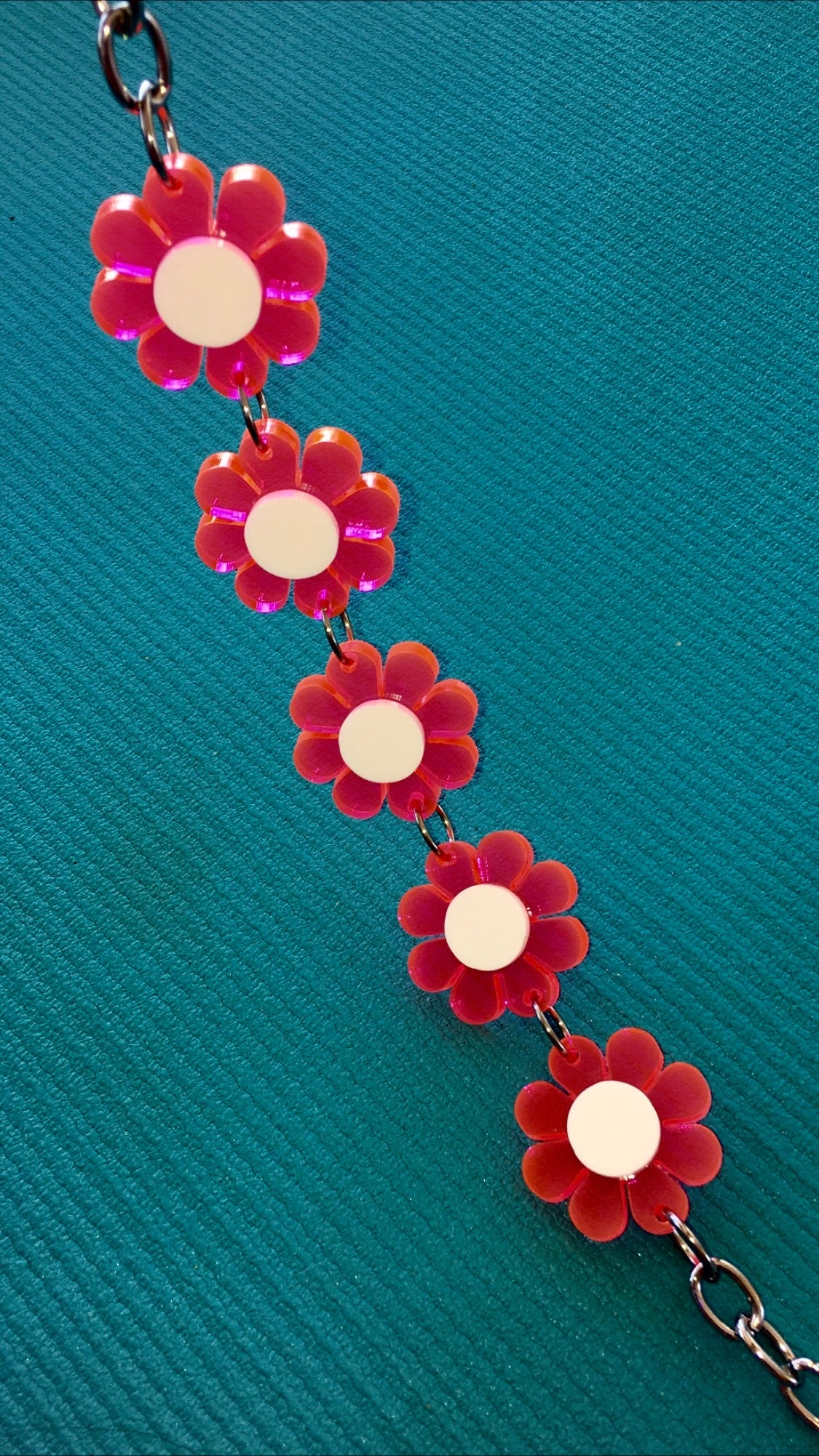 Neon Pink and White Flower Power Choker