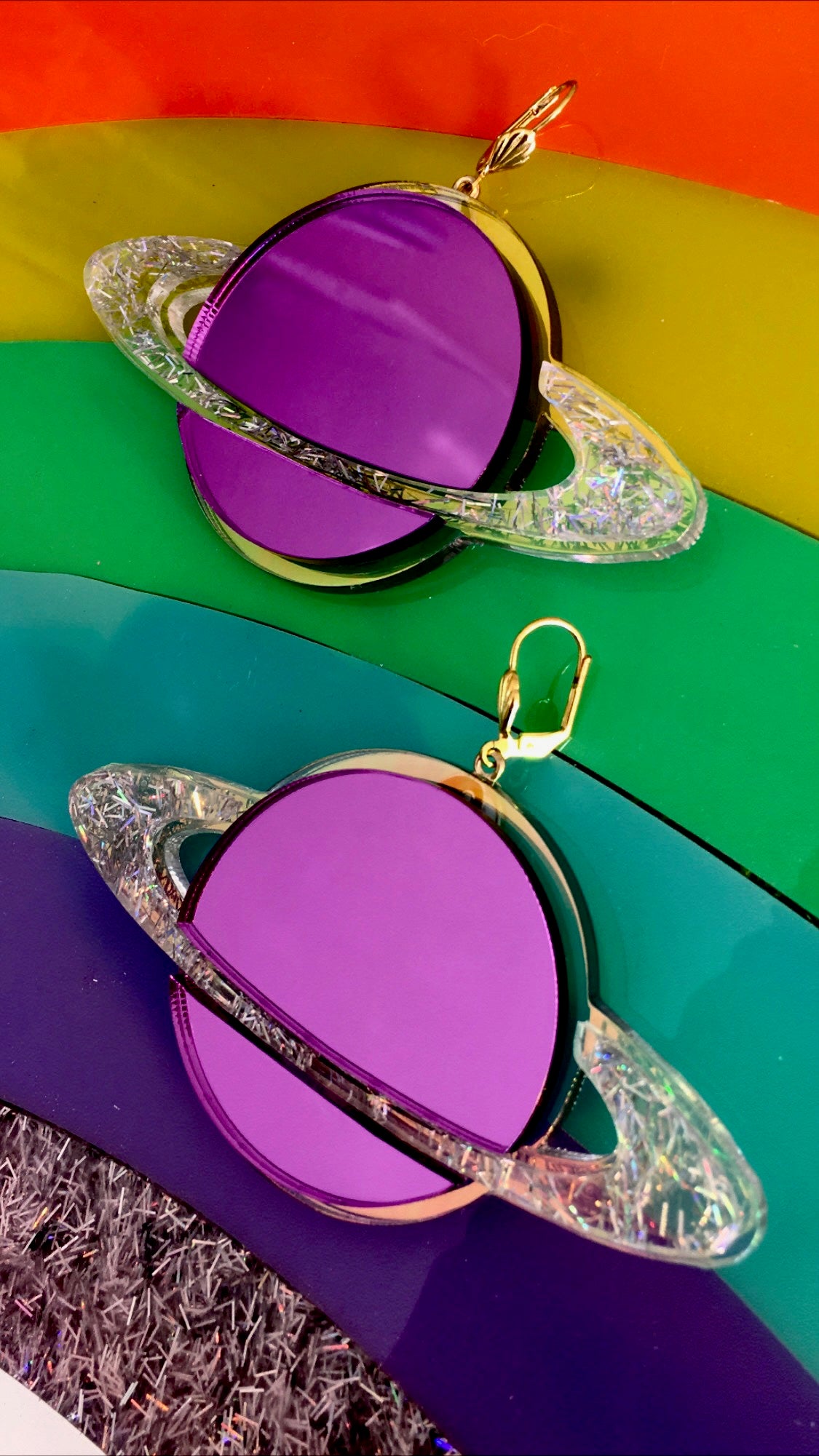 Purple Saturn Earrings