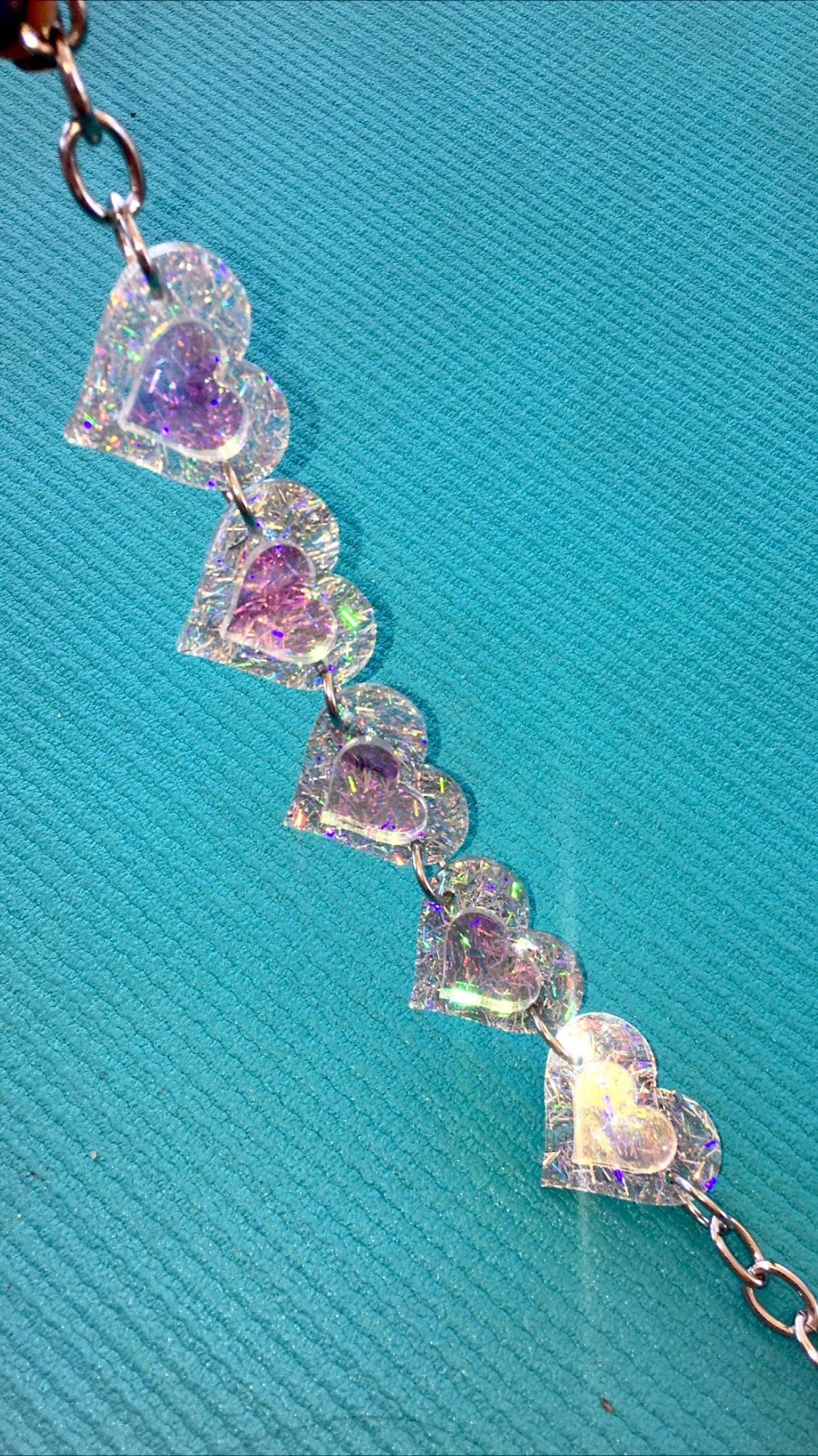 Silver Glitter Holographic Heart Love Choker