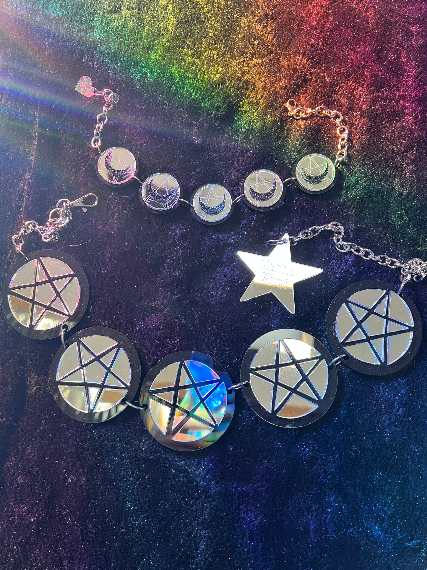 Goth Witch Pentacle Belt & Choker Set Set