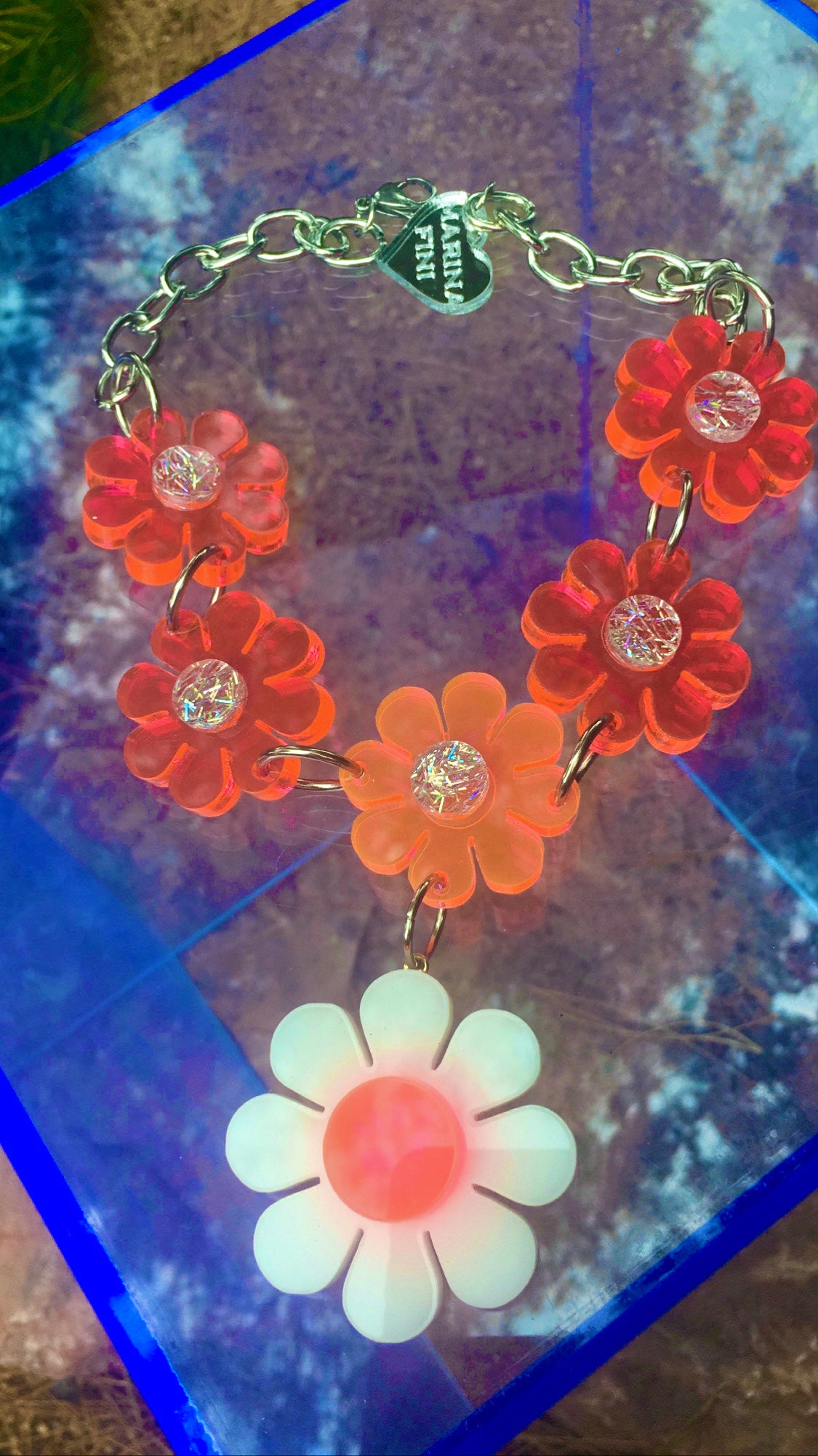 Neon Flower Power Choker with Drip