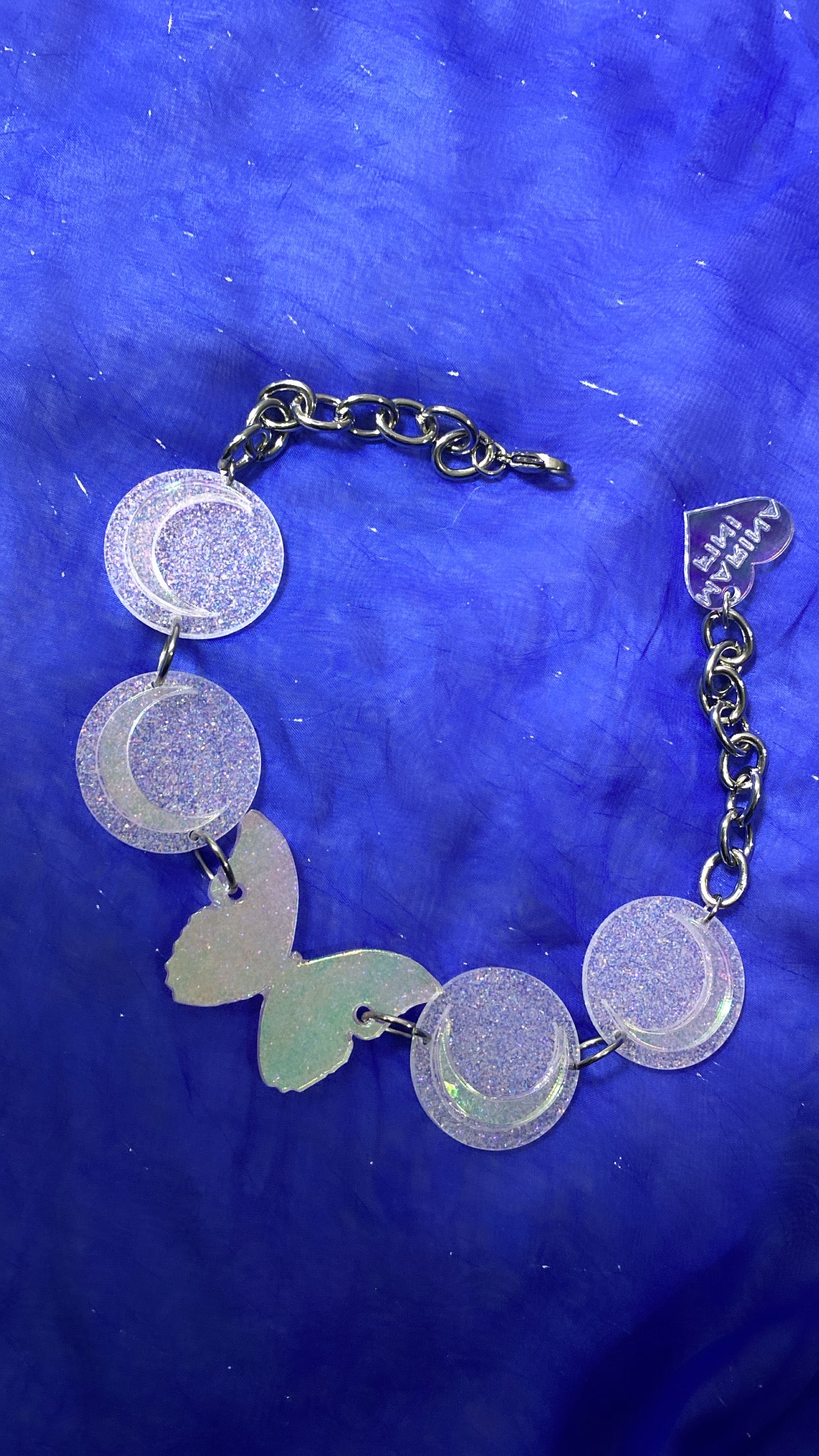 Butterfly Luna Clear Glitter Holographic Choker