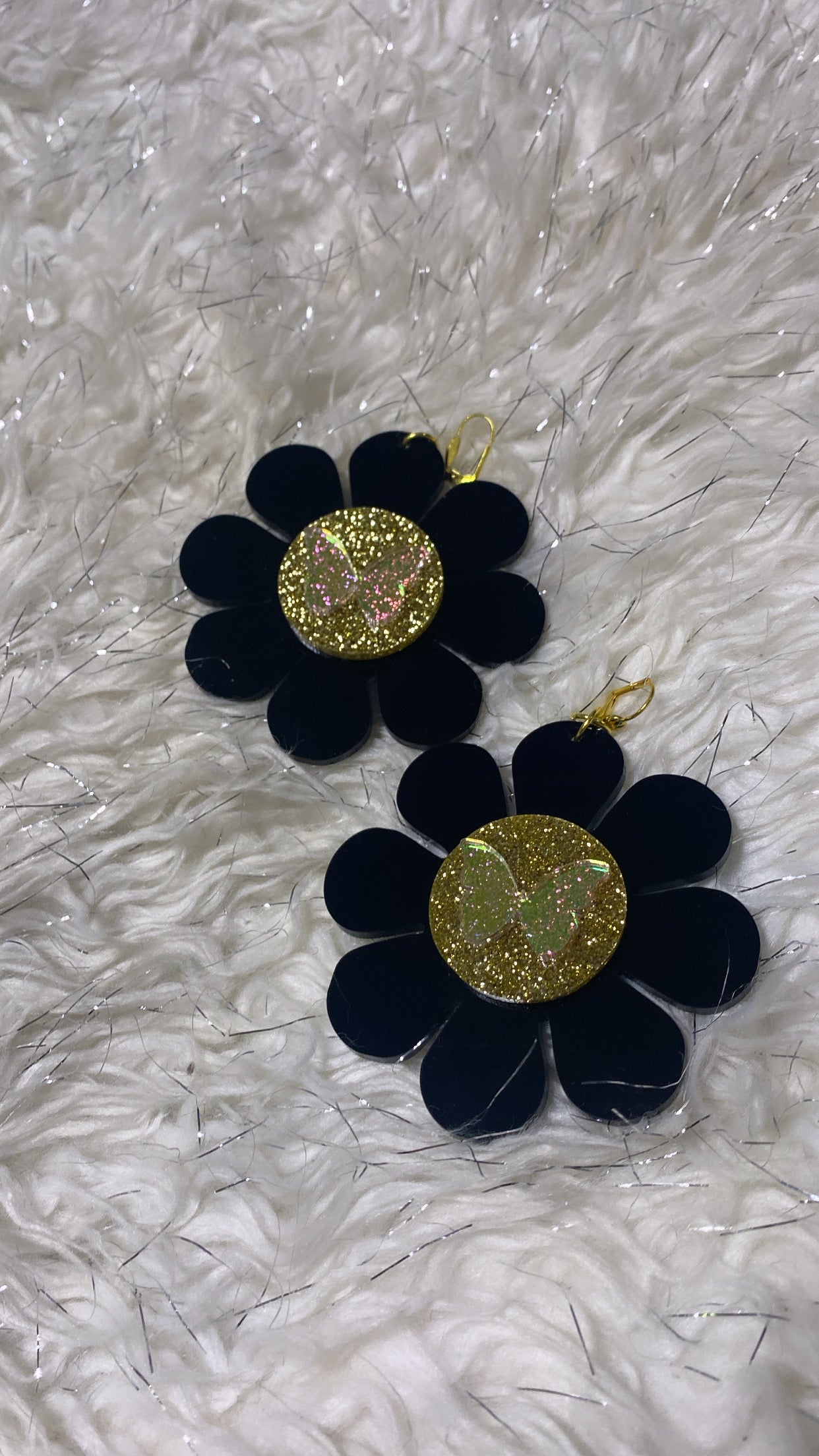 Flower Power golden Butterfly Earrings