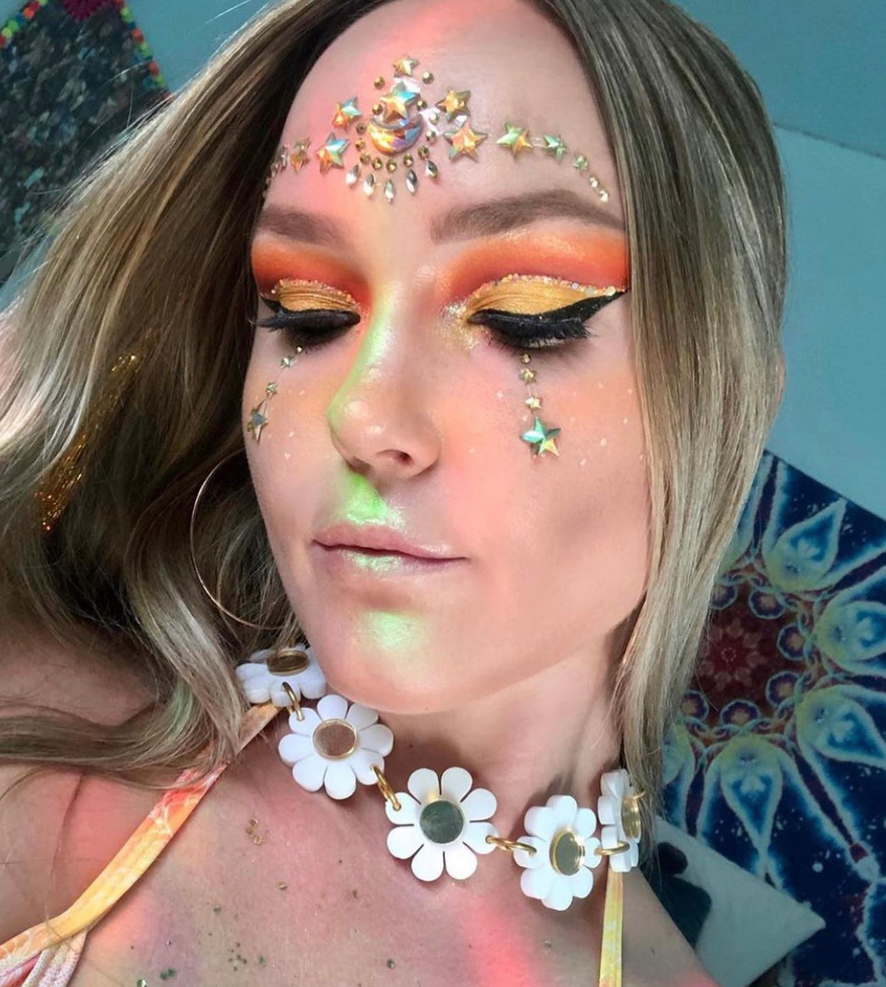 White & Gold Flower Power belt & choker Set