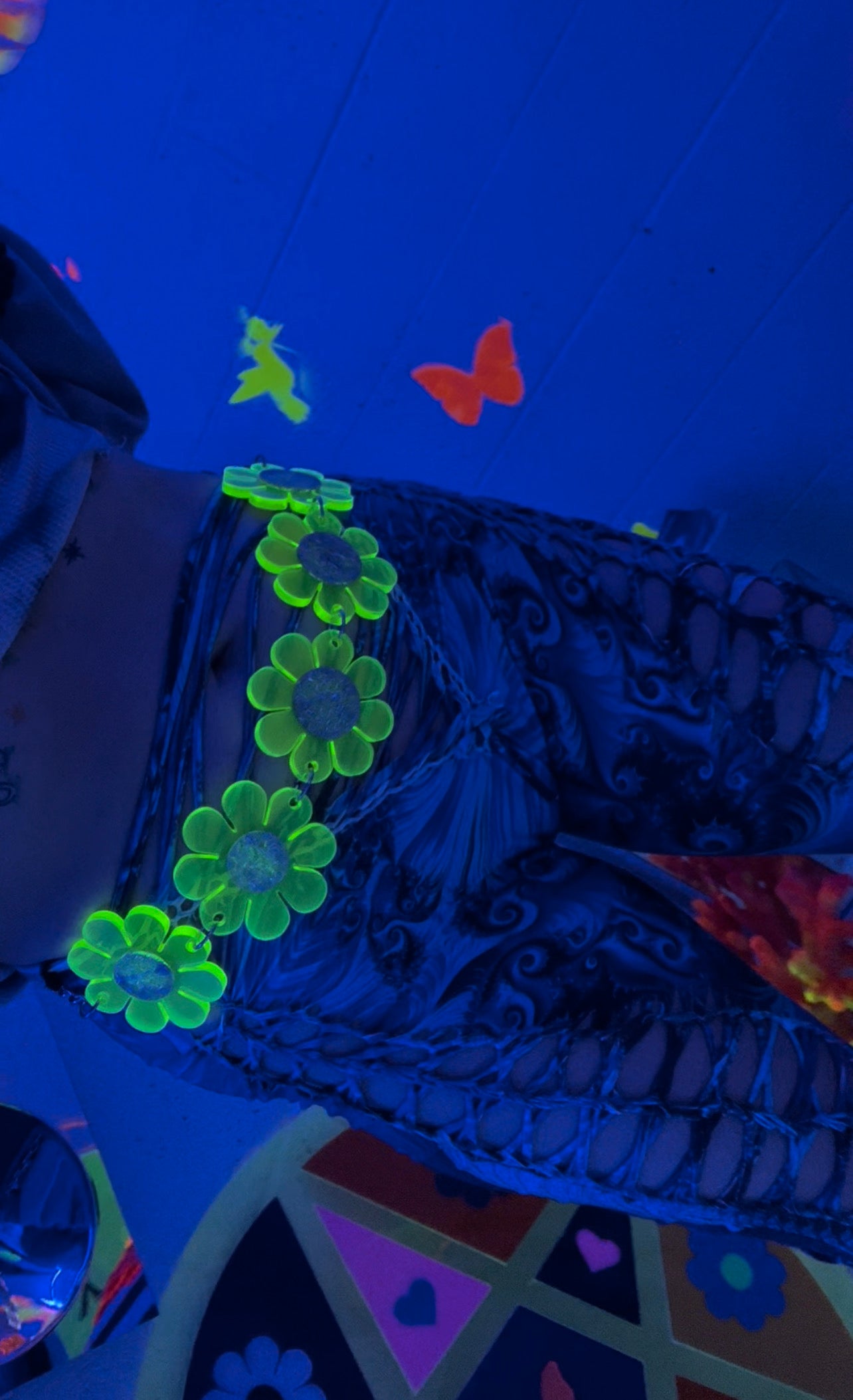 Neon Green Flower Power Belt