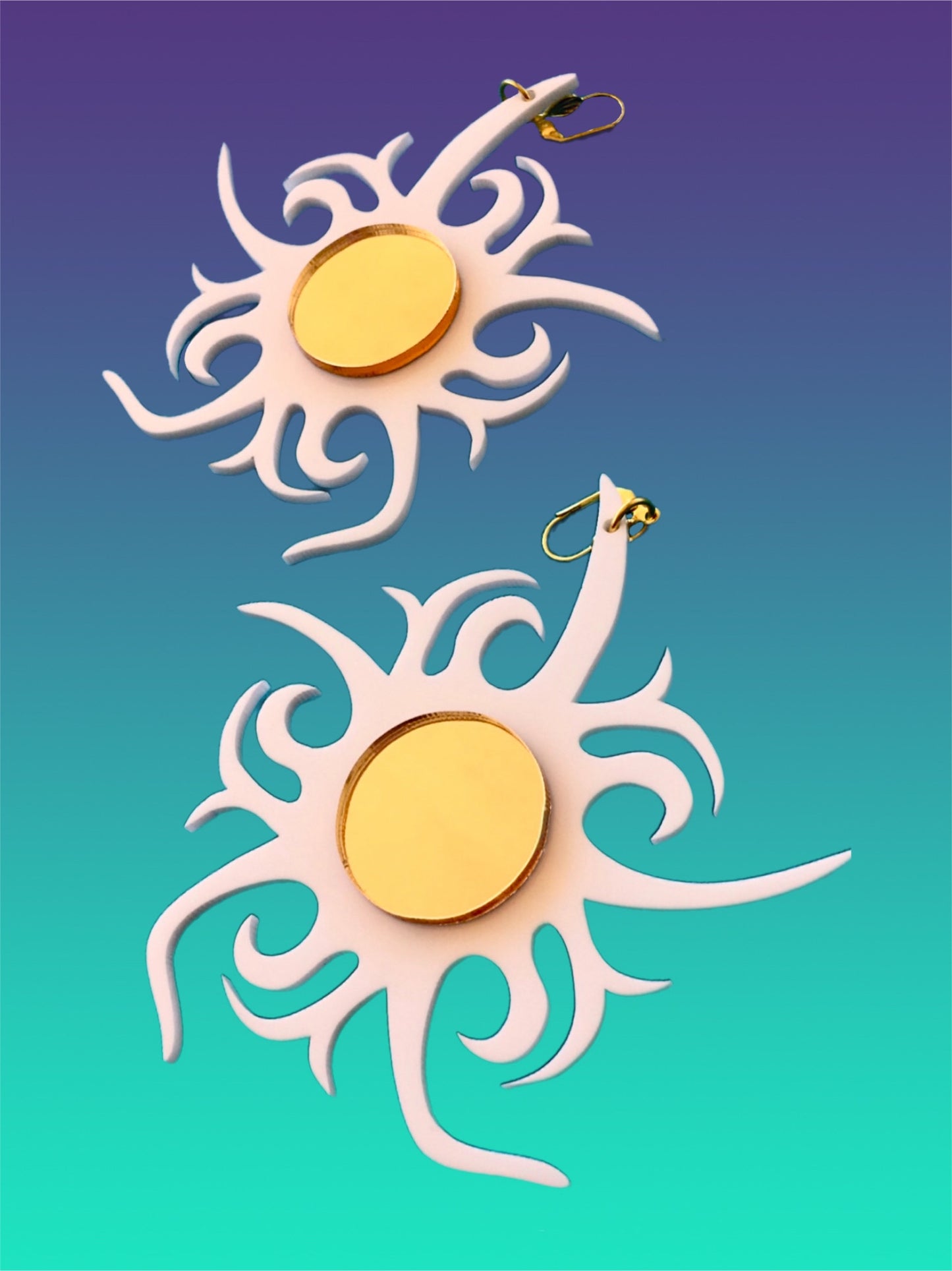 Golden Tribal Sun Earrings