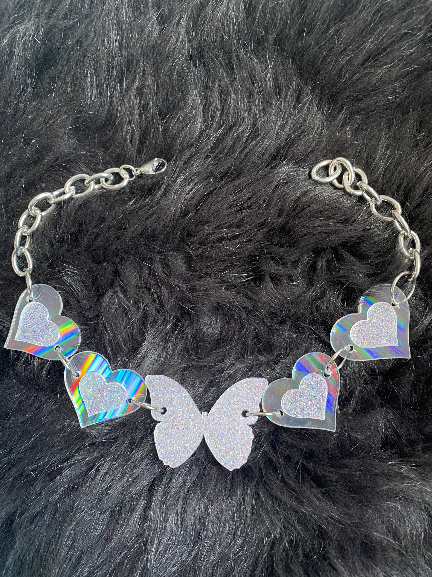 Rainbow love Butterfly Choker