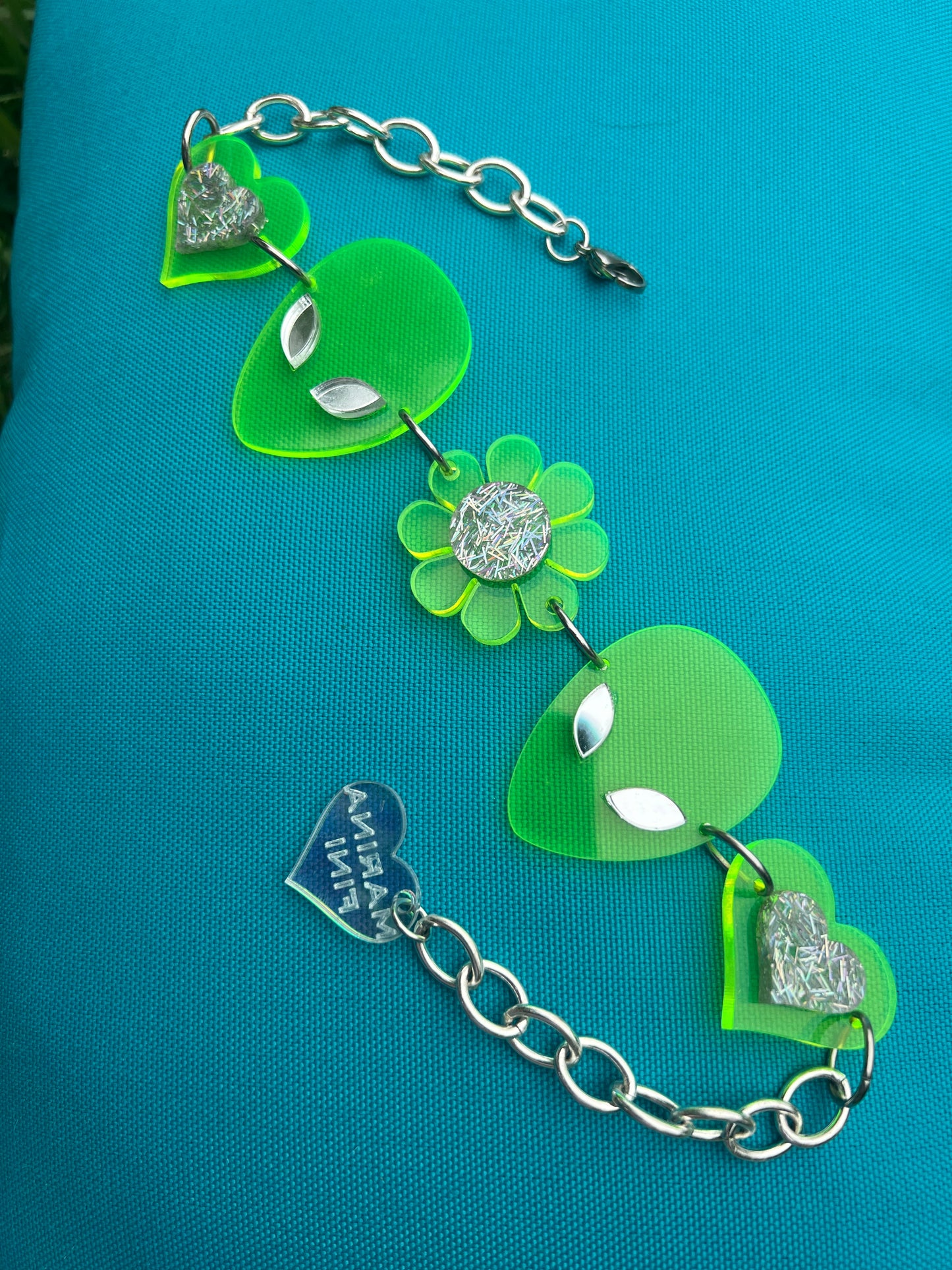Neon Alienatrix Flower Power Heart Love Choker