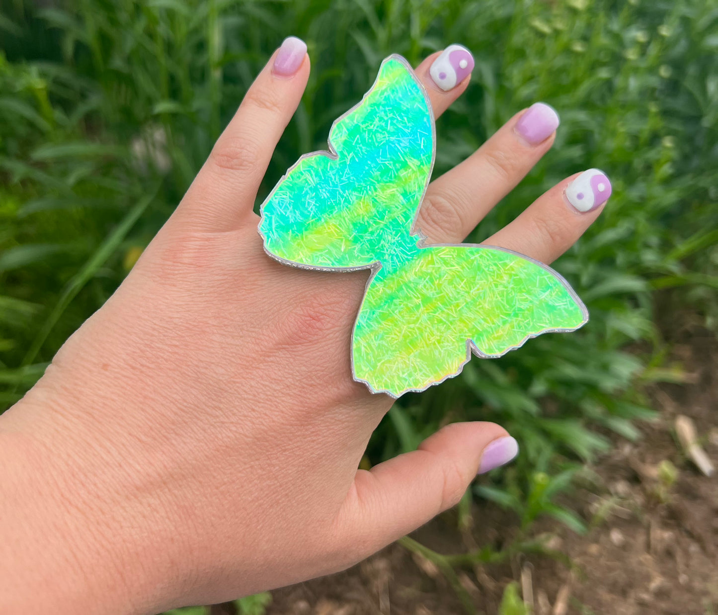 Holographic Butterfly Ring
