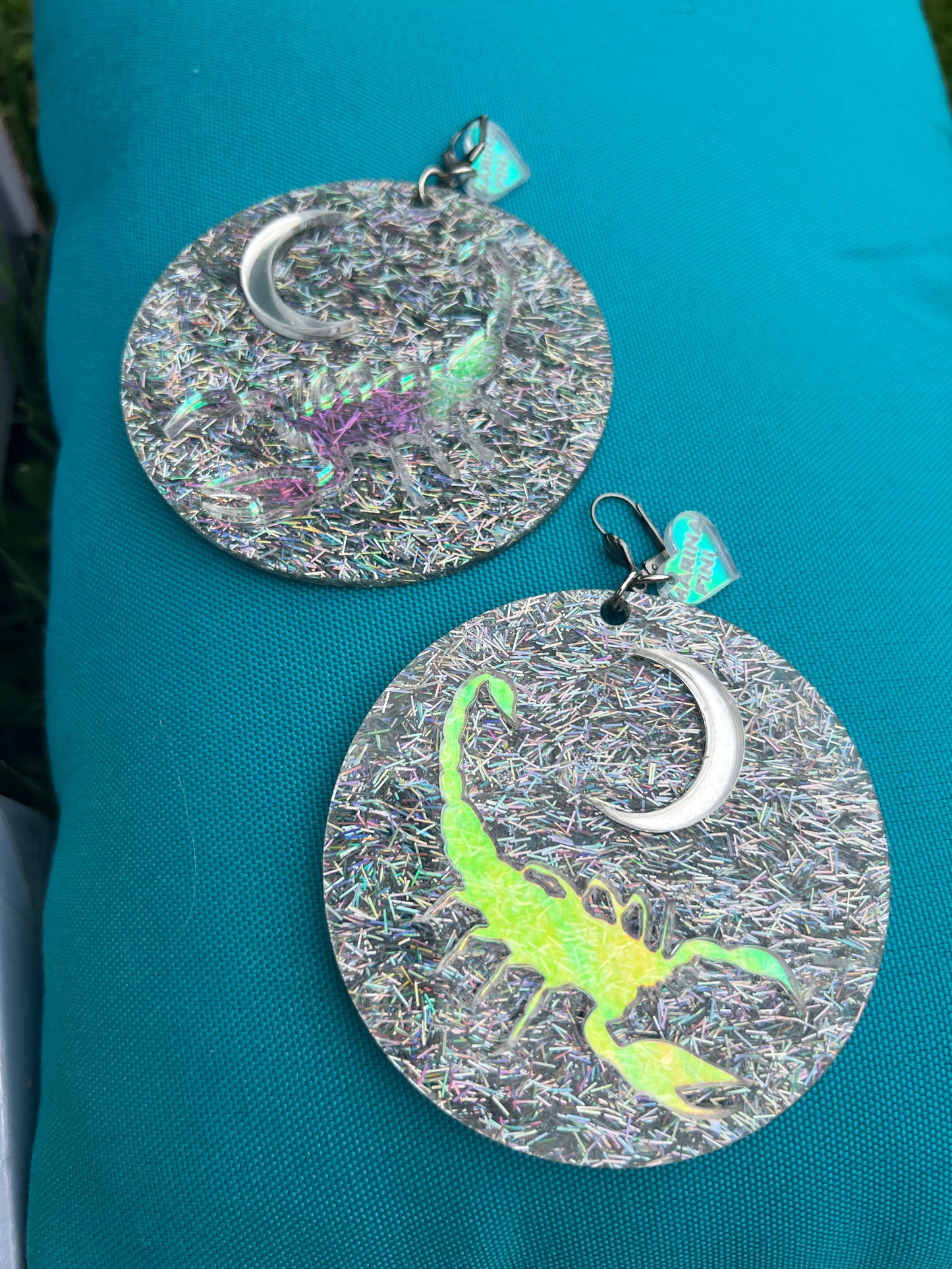 Silver Glitter Scorpio Earrings
