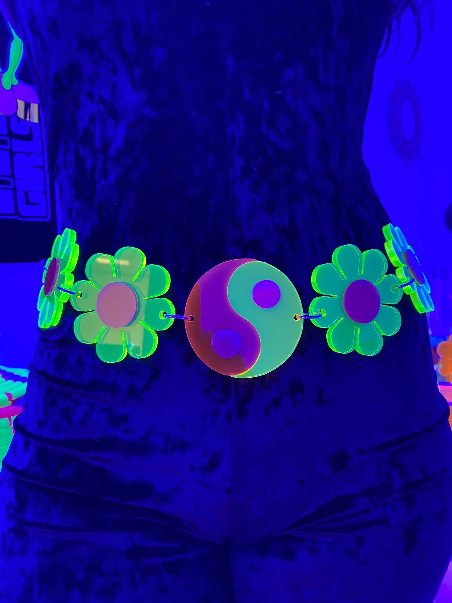 Neon Yin Yang Flower Power Belt