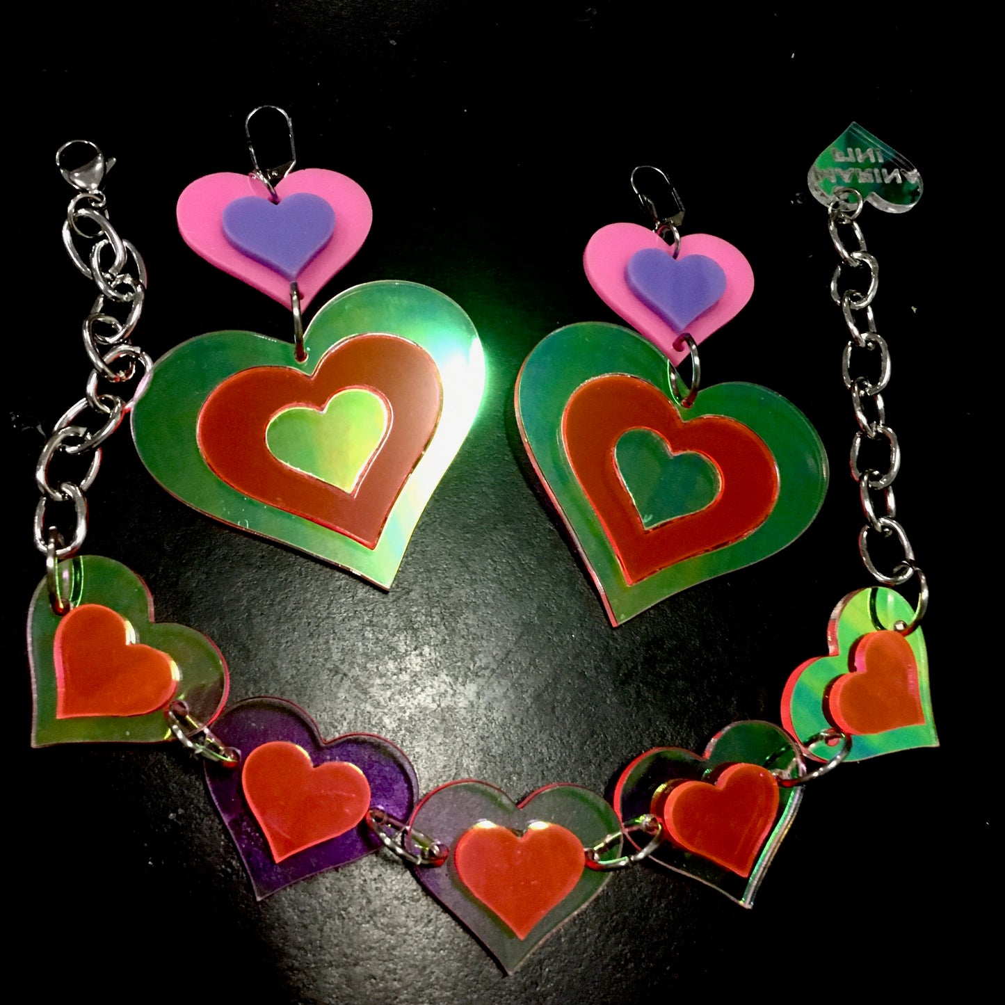 Hologrpahic Heart Love Choker