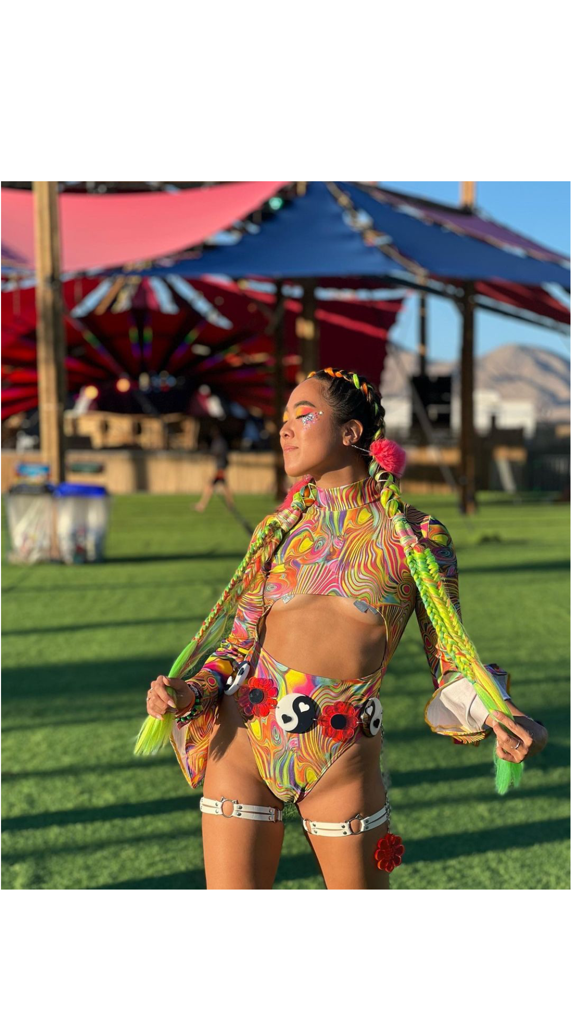 Yin Yang Neon Flower Power Belt