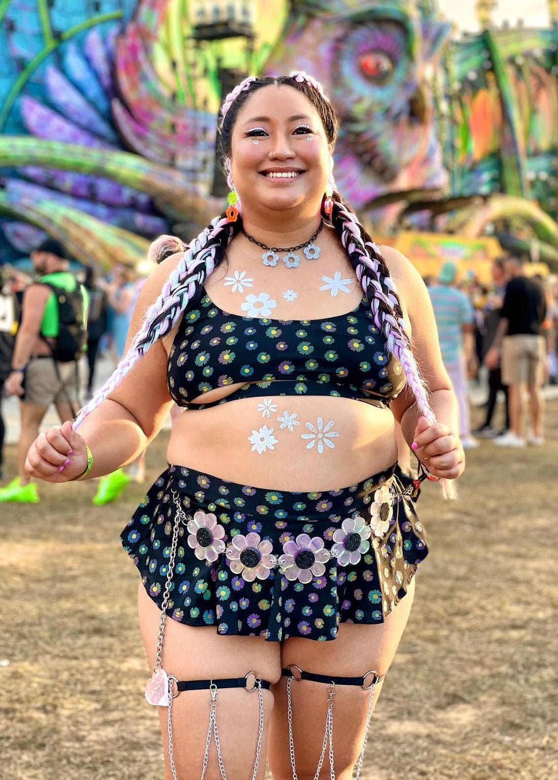 Holographic Flower Power belt & choker Set