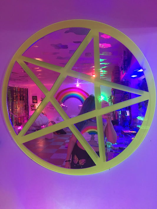 Neon Pentacle Mirror