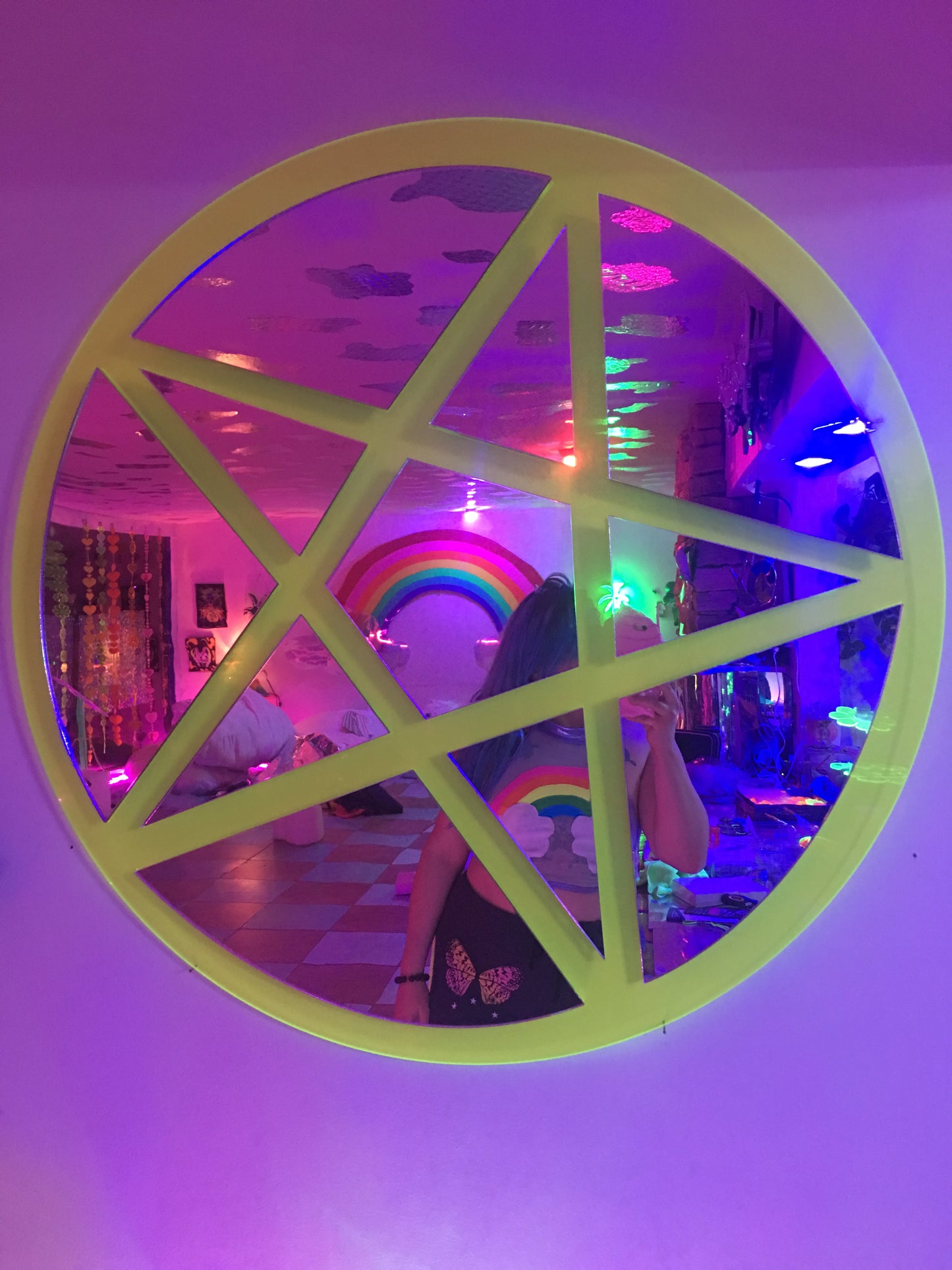 Neon Pentacle Mirror