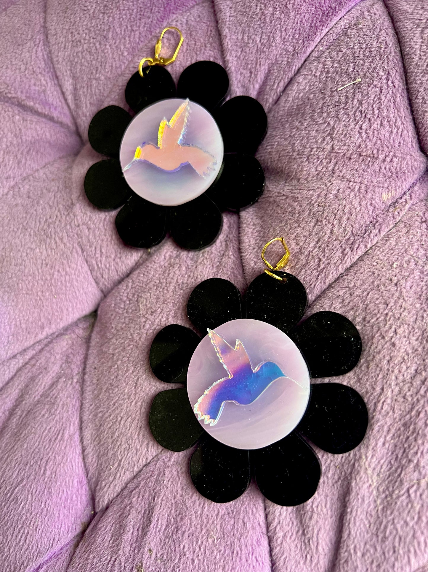 Nectar of life Flower Power Hummingbird Earrings