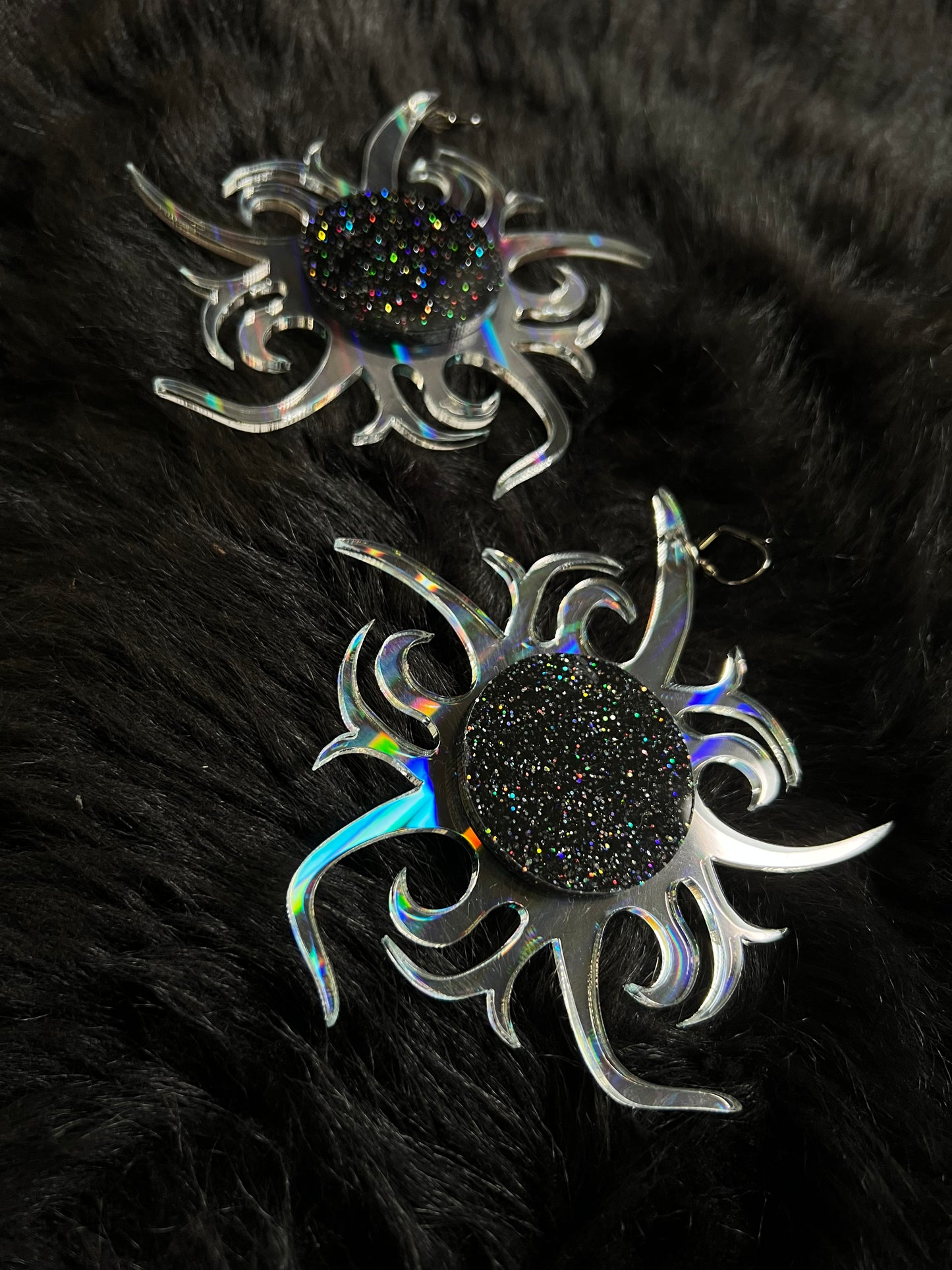 Rainbow goth Tribe Sun Earrings